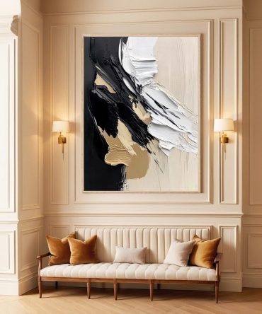 Modern Art Canvas Bold Textures and Metallic Gold Accents #BBM 062