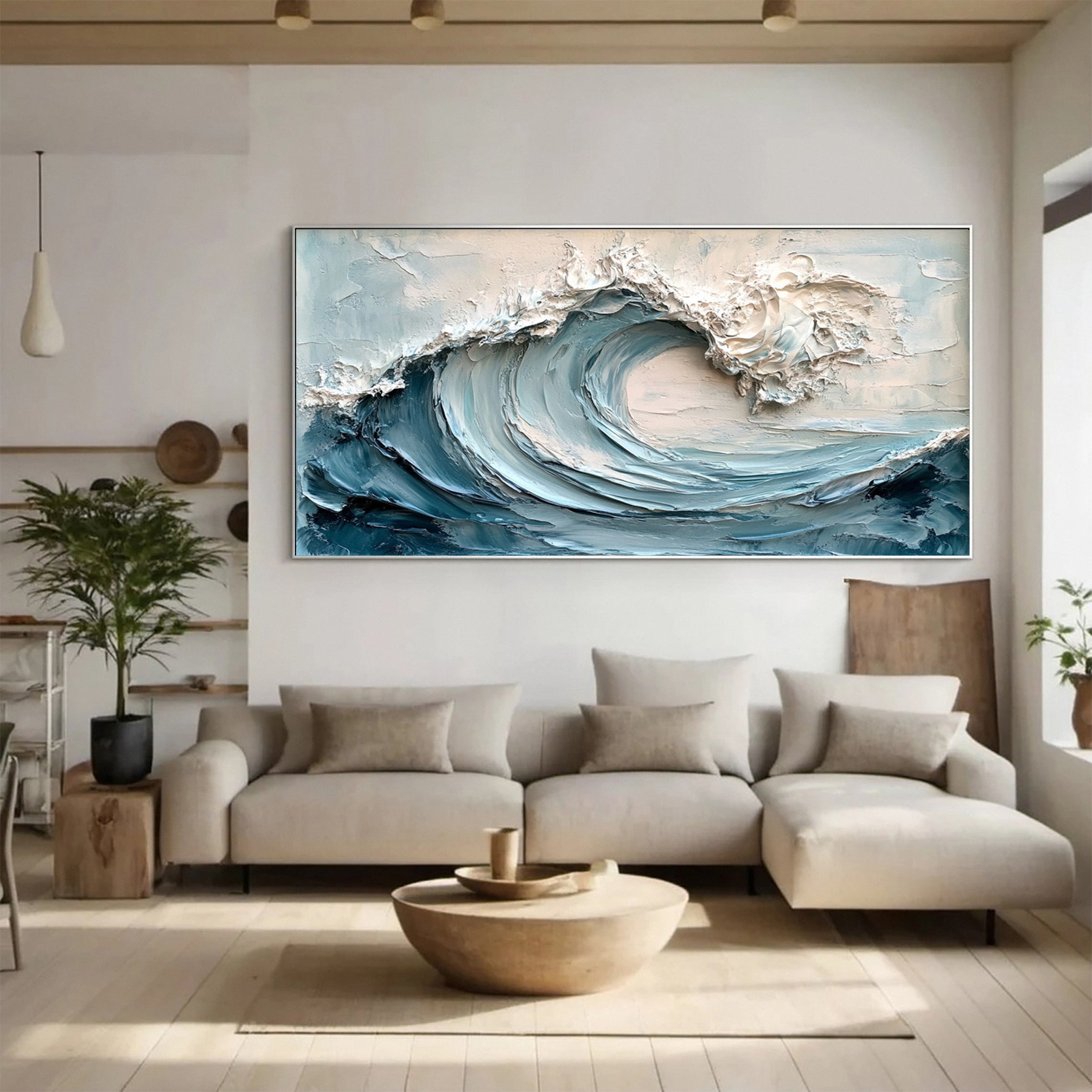 Large Abstract Sea Waves Artwork for Contemporary Wall Decor #OP 012 - Image 2