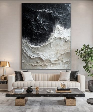 Luxury Ocean Wave Art with 3D Textured Finish for Upscale Homes #OP 043