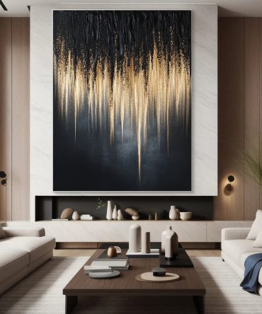 Black Gold Elegance Large Contemporary Wall Decor #BM 134