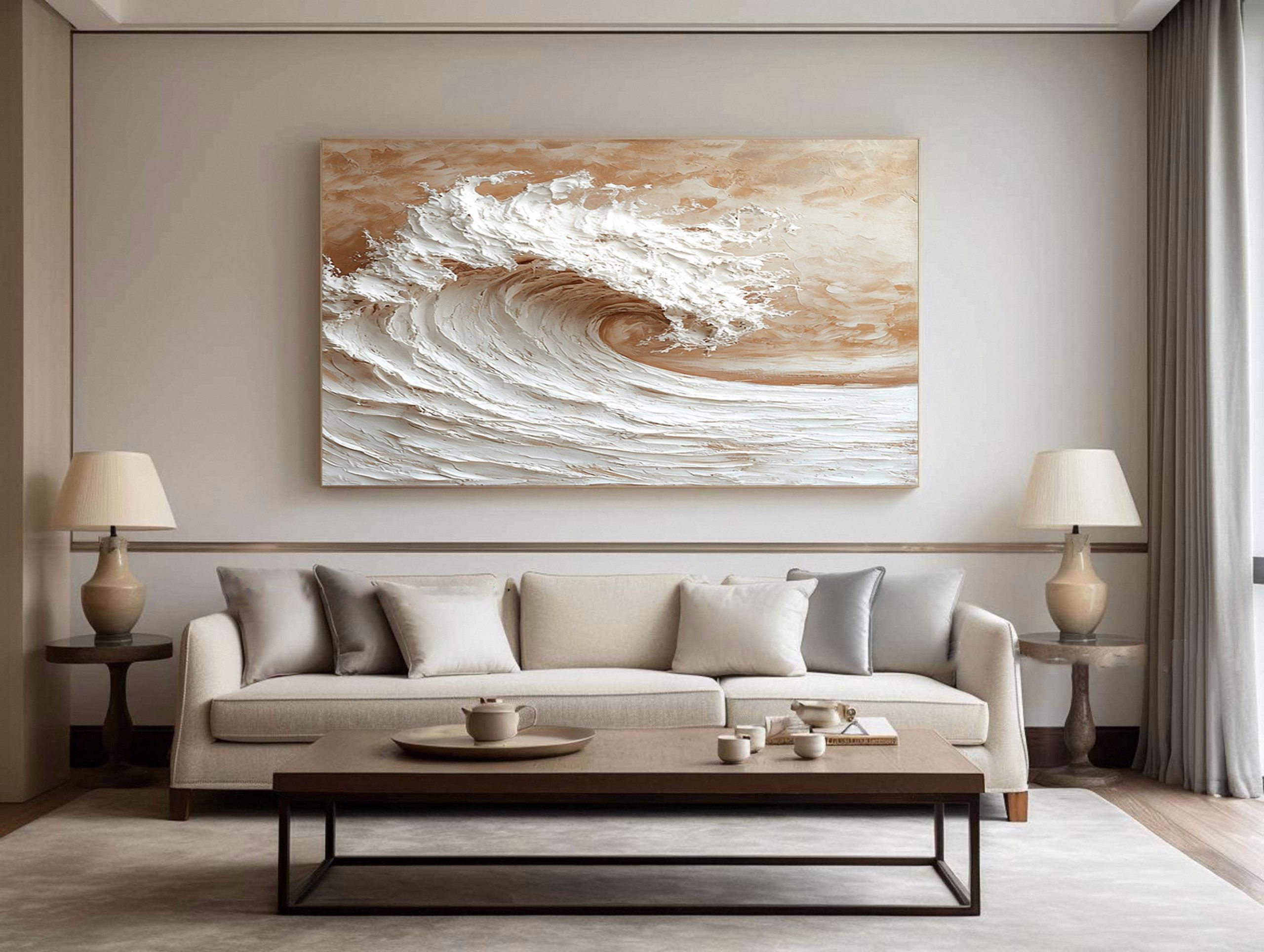 Impasto Ocean Wave Painting Textured Seascape Art #WG 036 - Image 2
