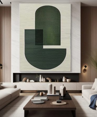 Tranquil Abstract Green and White Canvas for Modern Homes #BGA 028