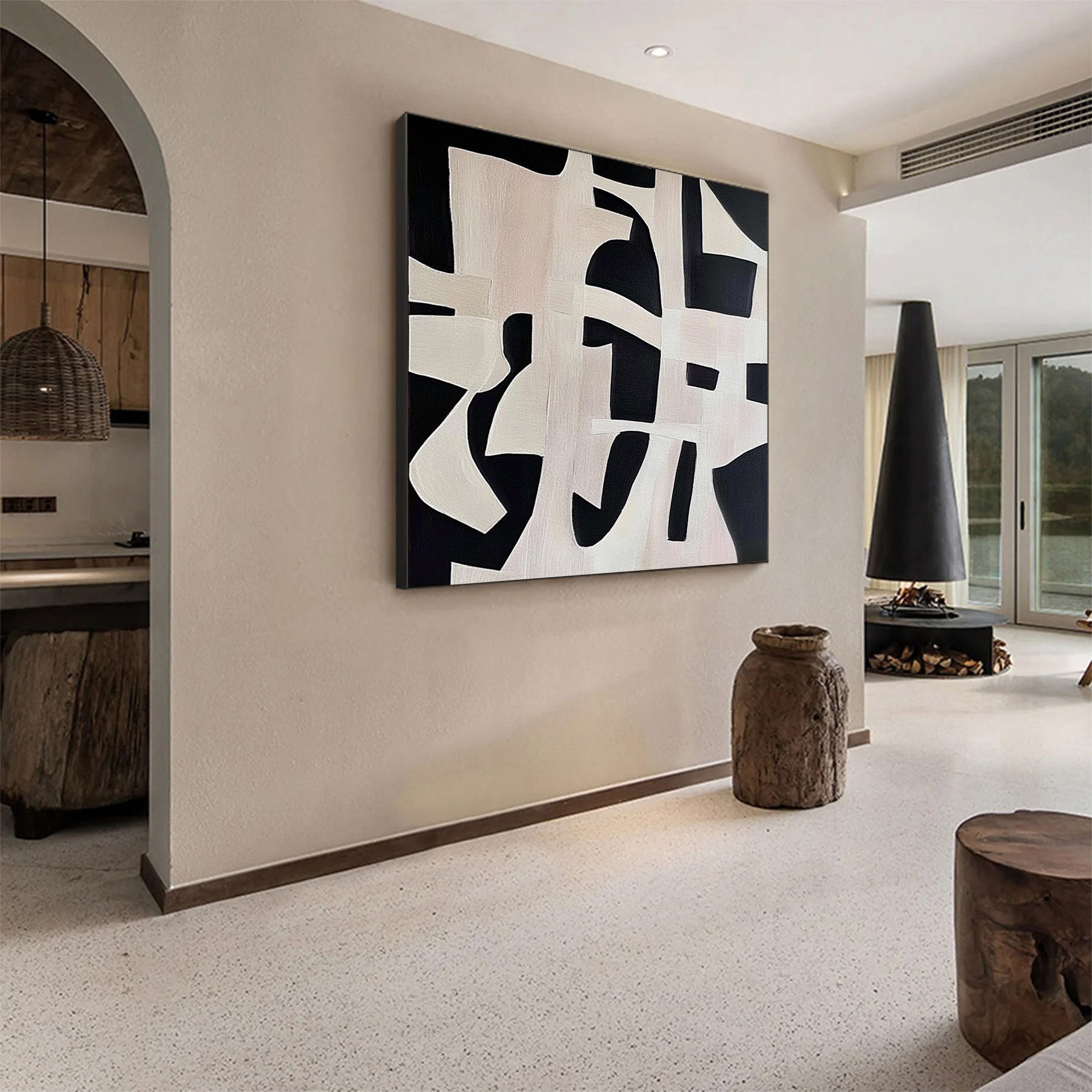 Monochrome Geometry Modern Art Canvas #BWA 016 - Image 8