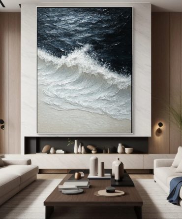 Luxury Ocean Wave Art with 3D Textured Finish for Upscale Homes #OP 040