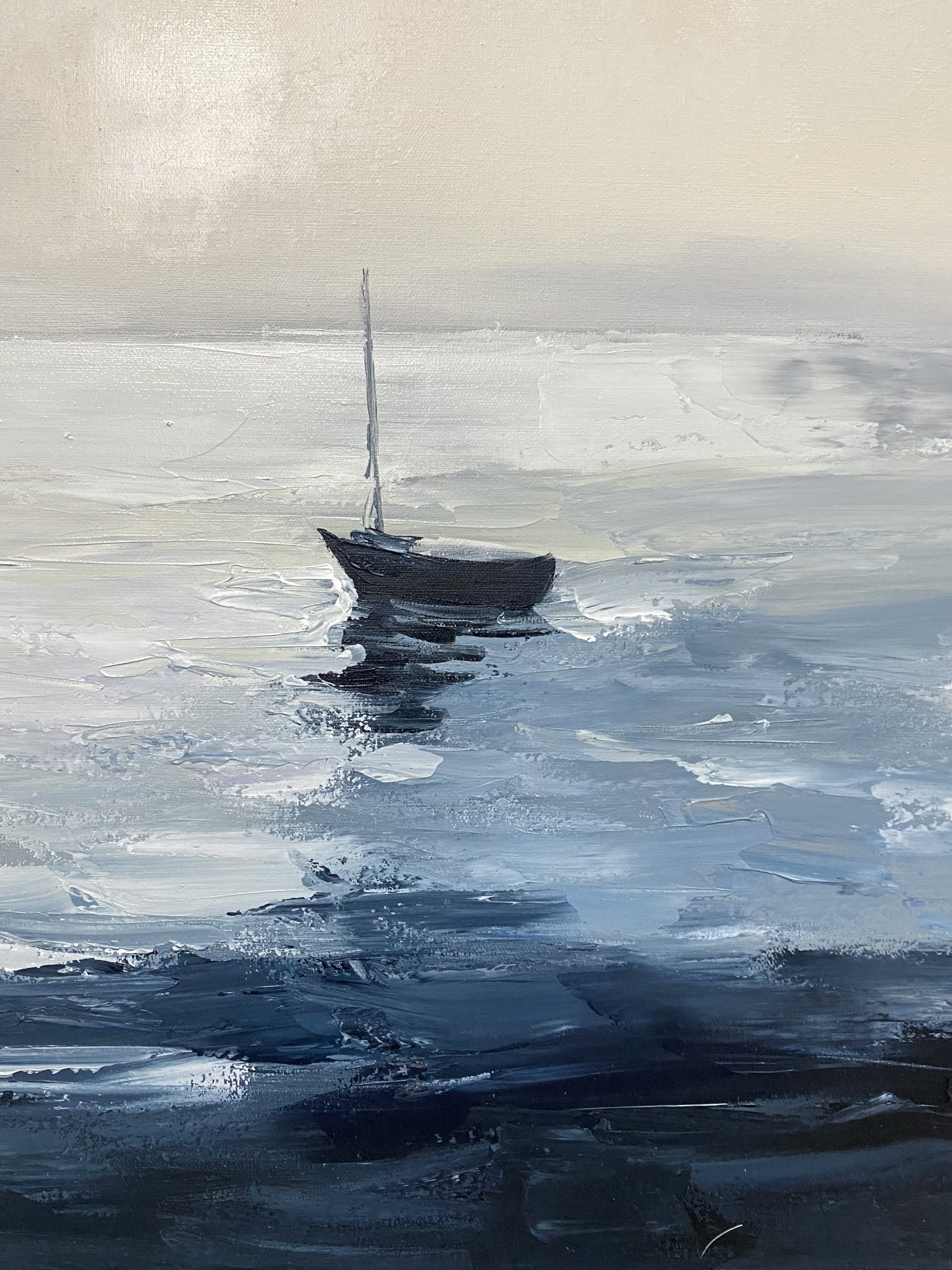 Modern Seascape with Two Sailboats Under an Overcast Sky #BGA 365 - Image 3