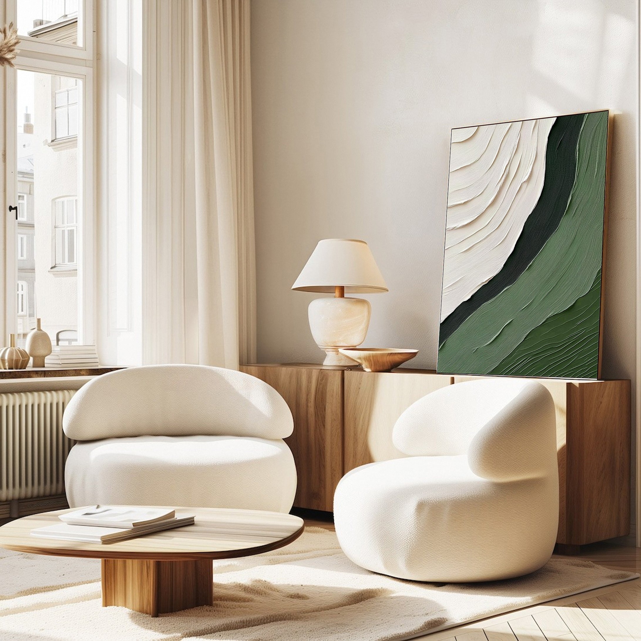 Whispering Waves Modern Green Abstract Artwork #BGM 055 - Image 9