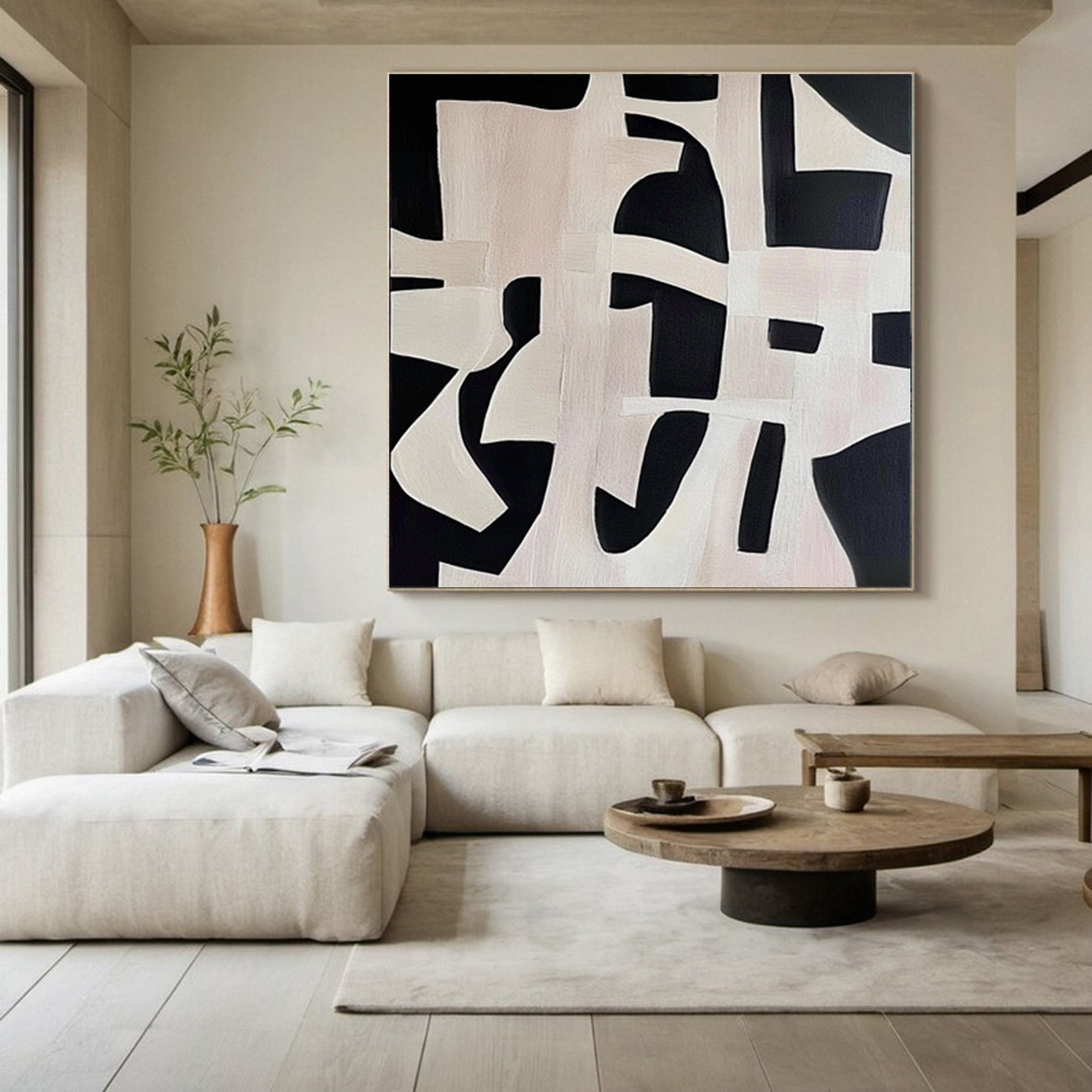 Monochrome Geometry Modern Art Canvas #BWA 016 - Image 9