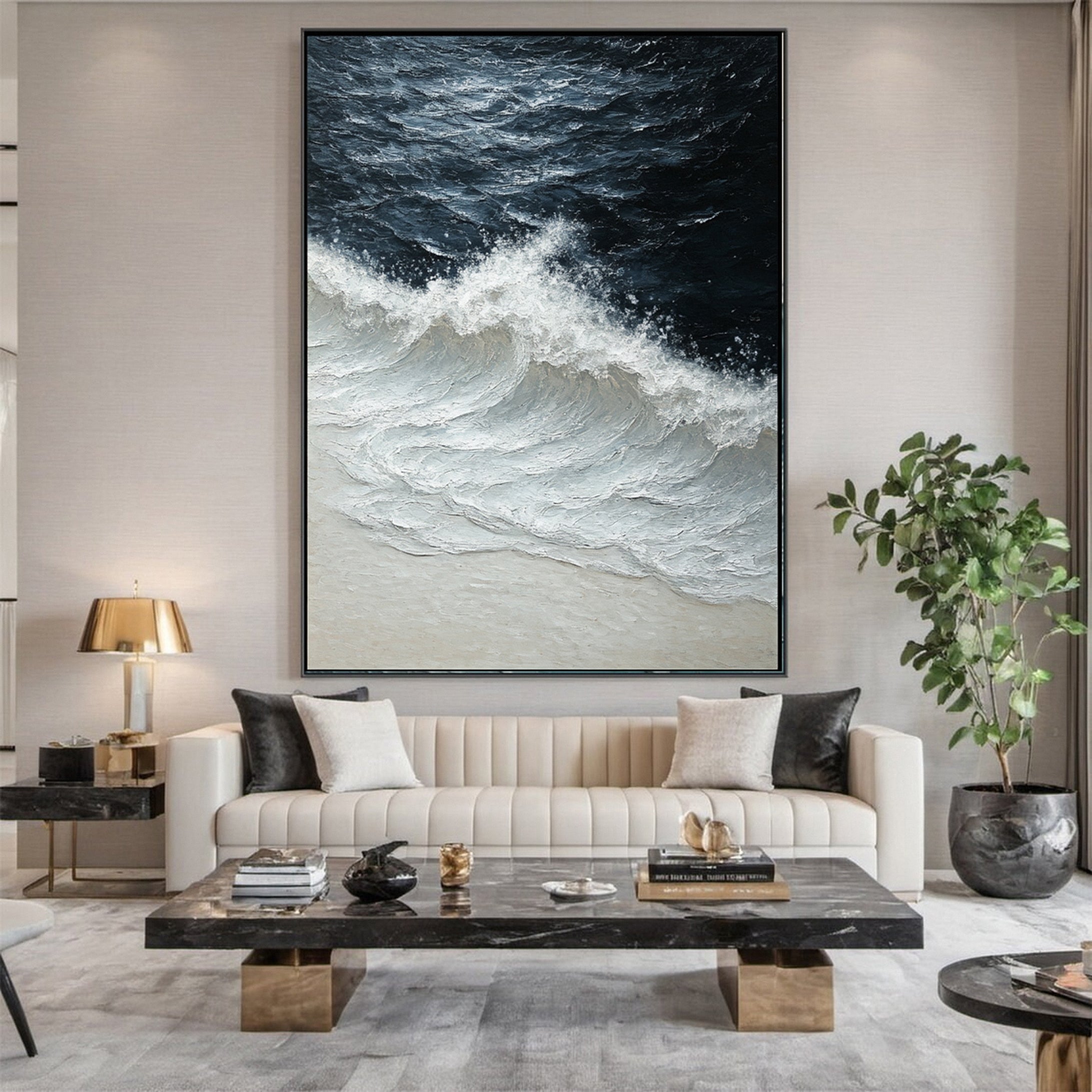 Luxury Ocean Wave Art with 3D Textured Finish for Upscale Homes #OP 040 - Image 8
