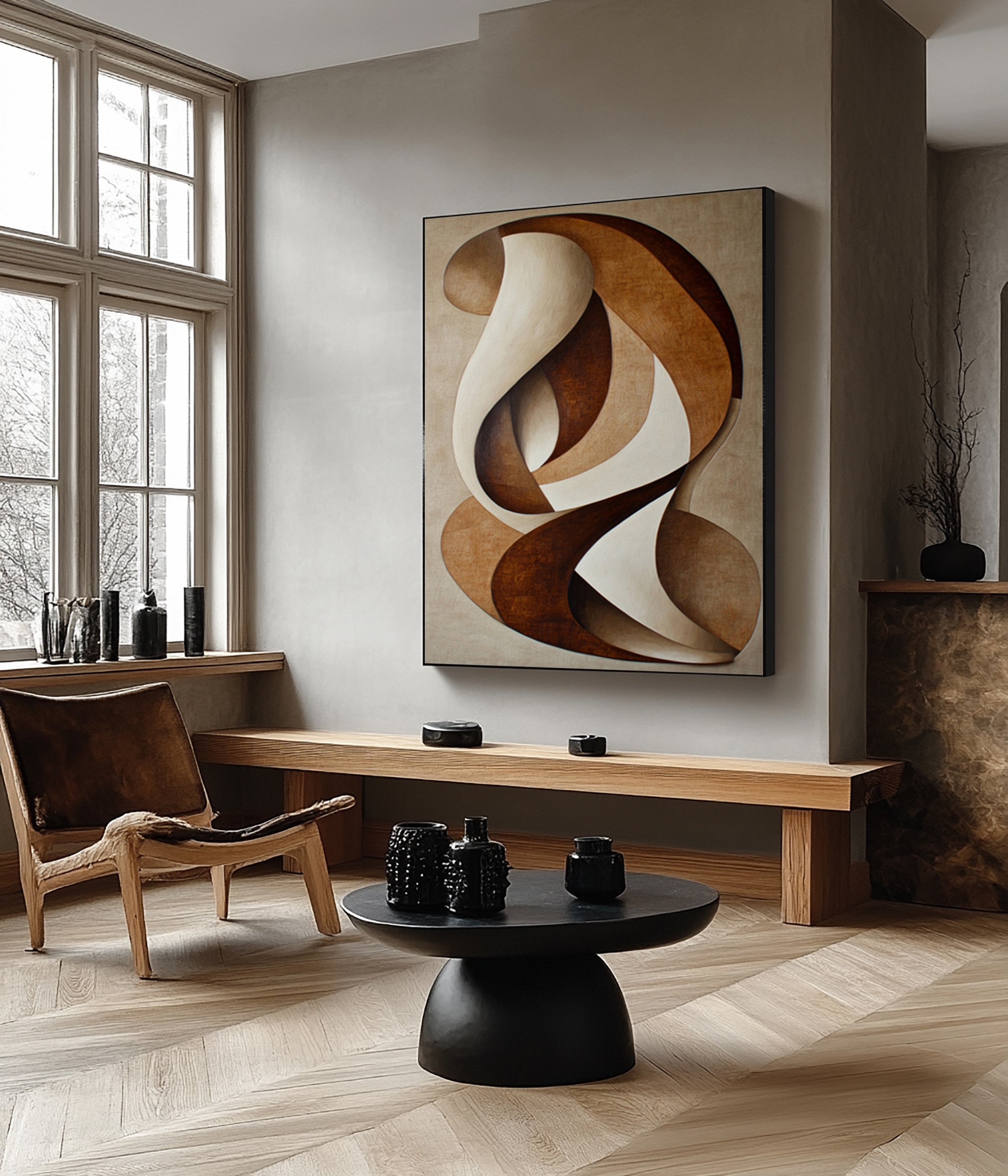 Abstract Dance: Swirling Rhythms in Warm Neutral Hues #BGA 297 - Image 4