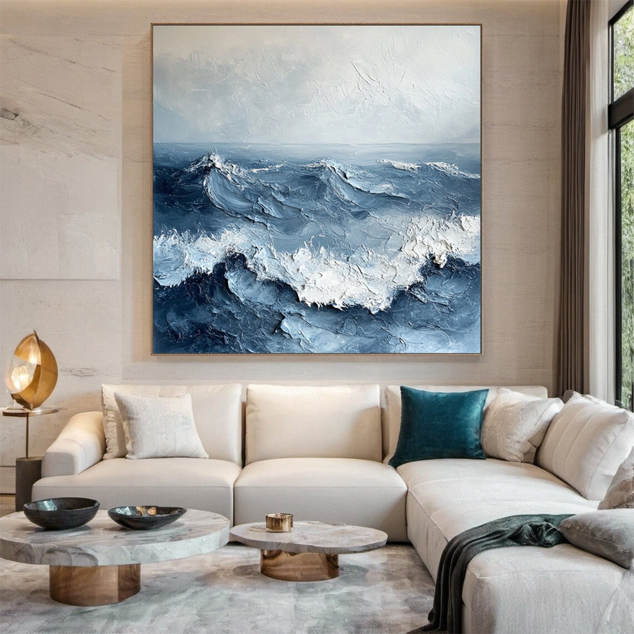 Luxury Ocean Wave Art with 3D Textured Finish for Upscale Homes #OP 036 - Image 8