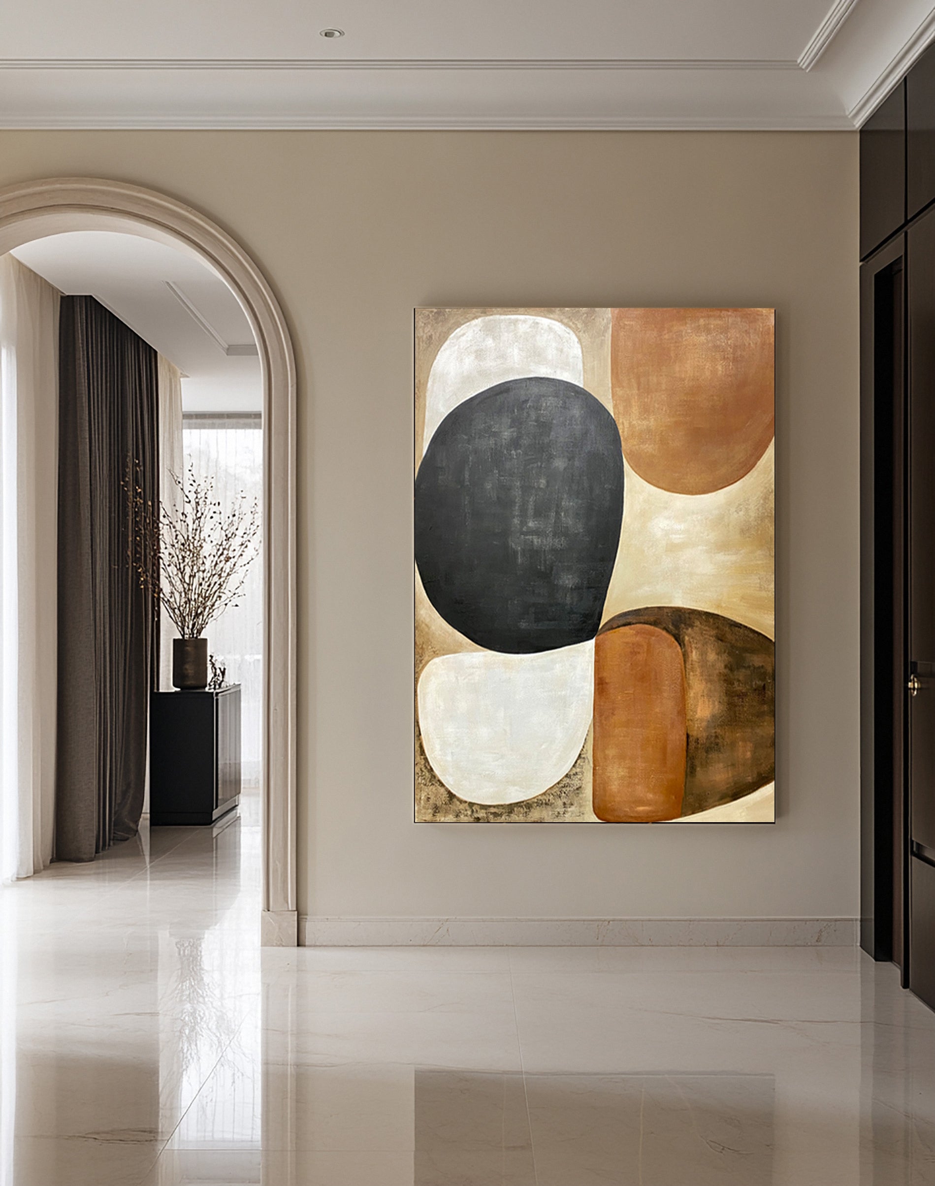 Modern Painting in Black, White, and Earthy Browns #BGA 366 - Image 5