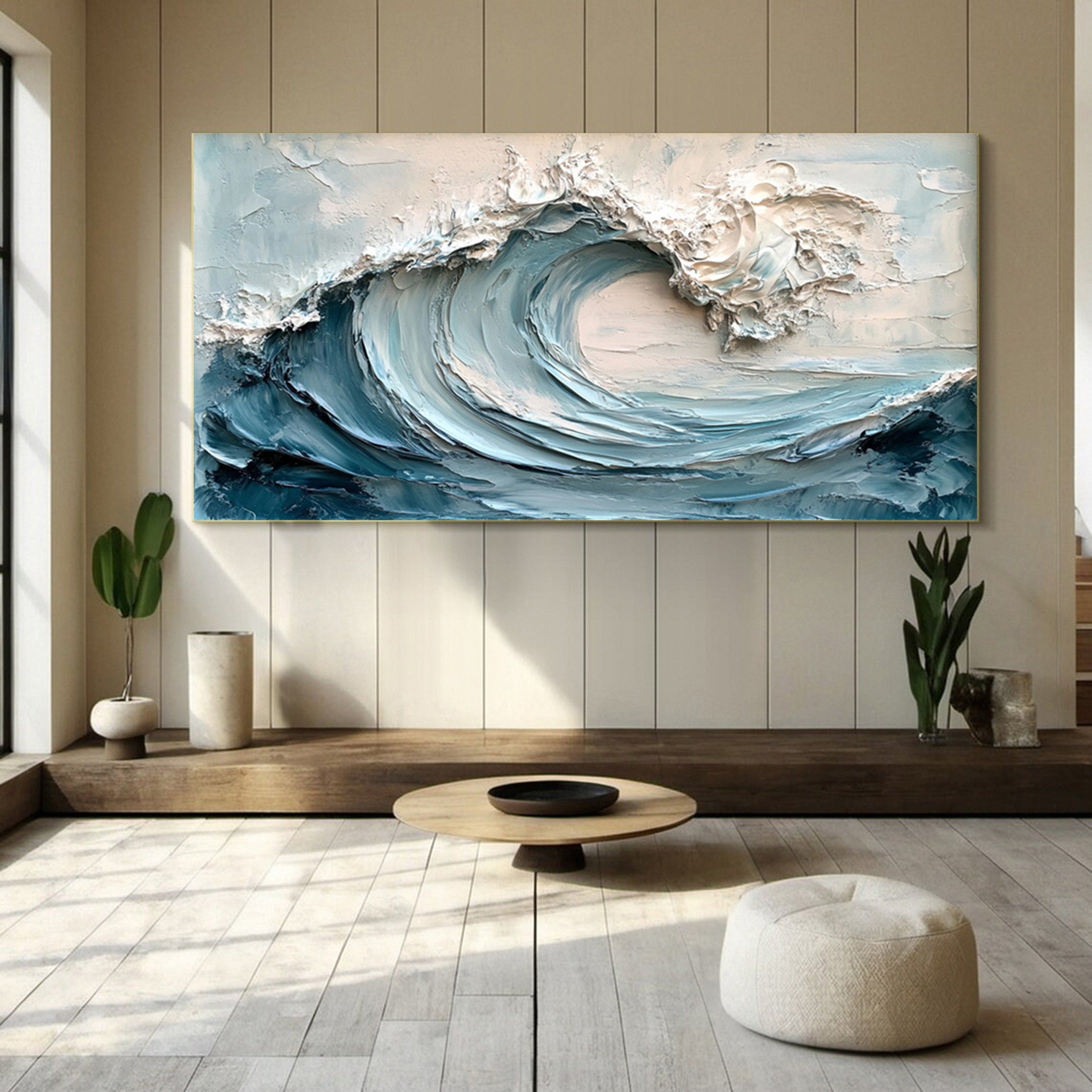 Large Abstract Sea Waves Artwork for Contemporary Wall Decor #OP 012 - Image 4