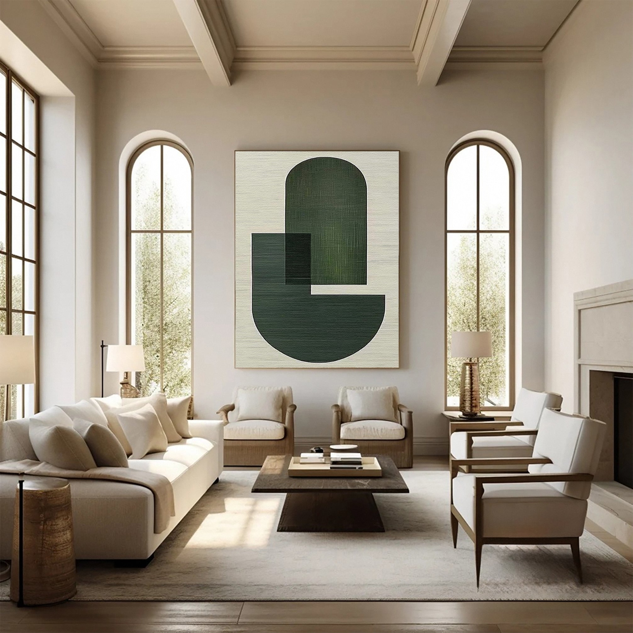 Tranquil Abstract Green and White Canvas for Modern Homes #BGA 028 - Image 9