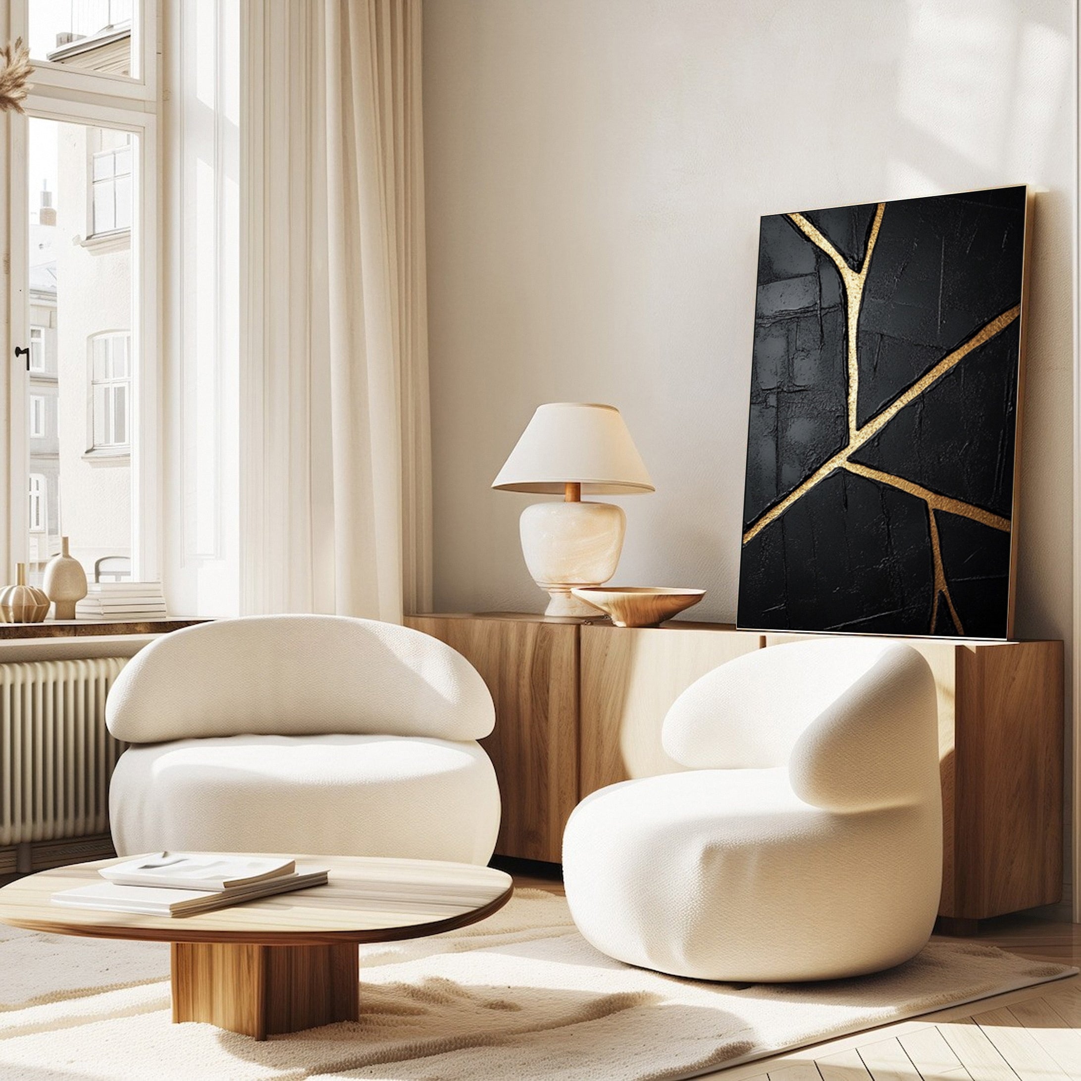 Luxury Textured Wall Art in Black and Gold for Upscale Interior Design #BM 110 - Image 9