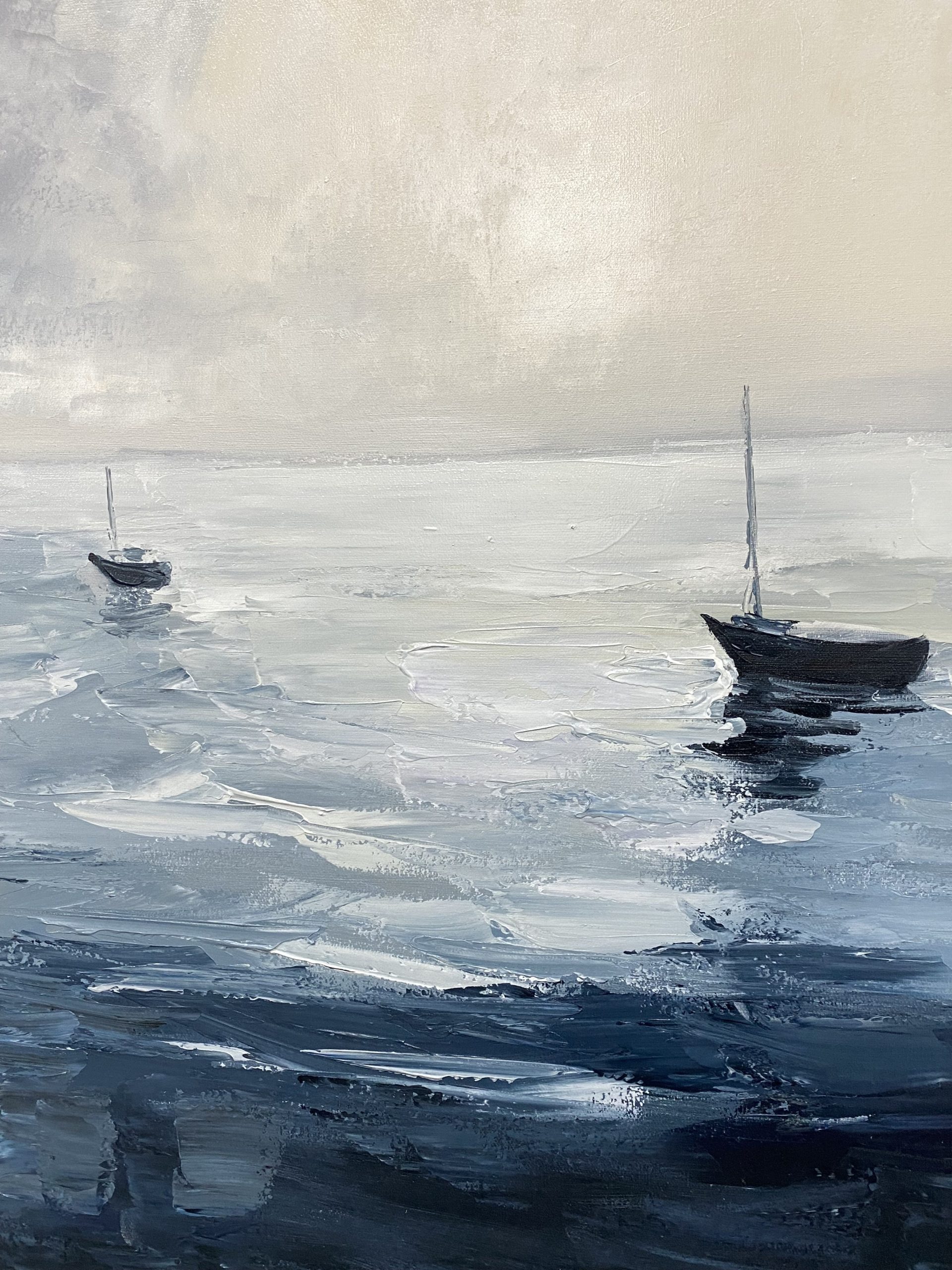 Modern Seascape with Two Sailboats Under an Overcast Sky #BGA 365 - Image 6