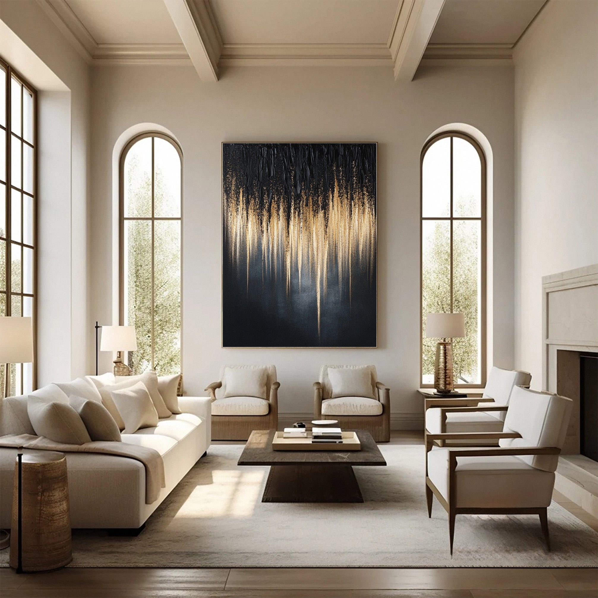 Black Gold Elegance Large Contemporary Wall Decor #BM 134 - Image 9