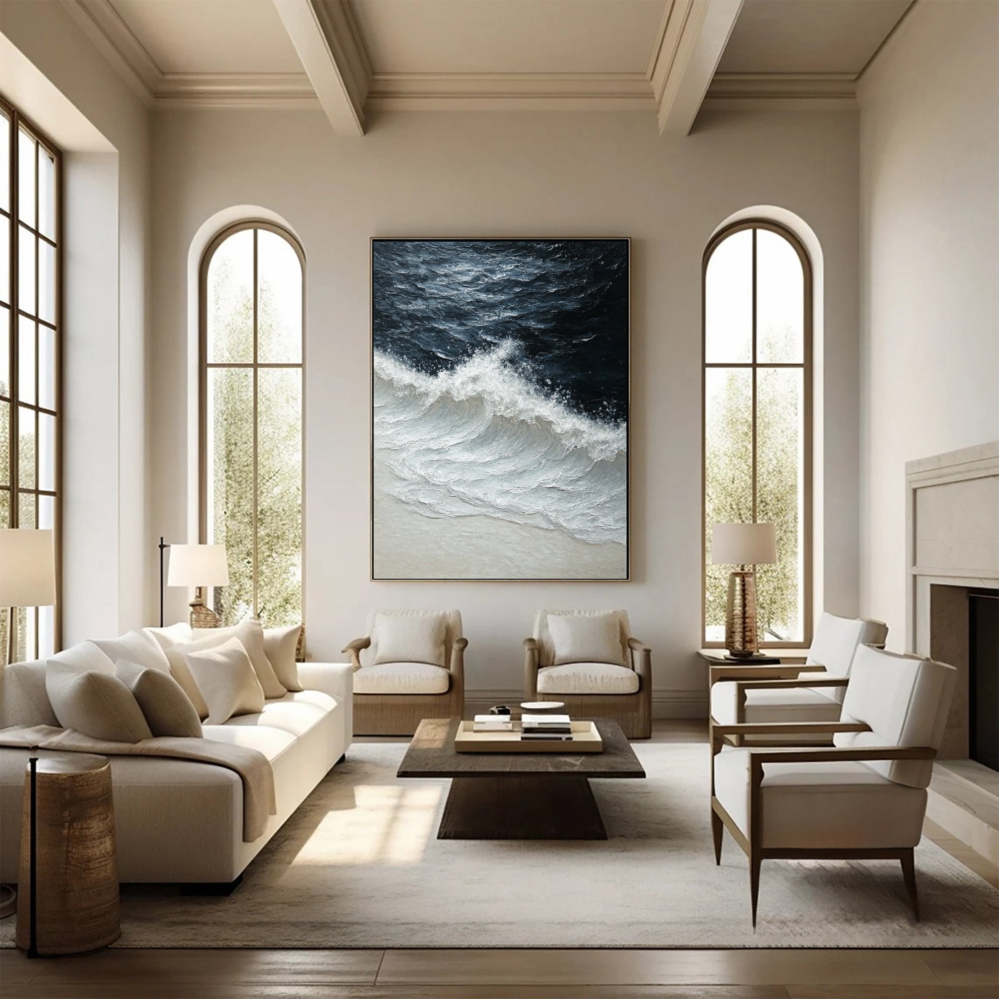 Luxury Ocean Wave Art with 3D Textured Finish for Upscale Homes #OP 040 - Image 9