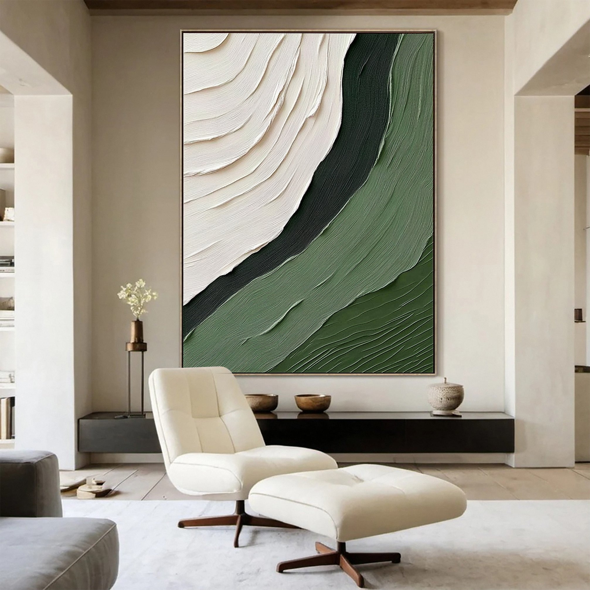 Whispering Waves Modern Green Abstract Artwork #BGM 055 - Image 2