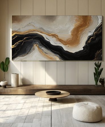 Abstract Ripples Gold and Black Wall Art #BBM 064