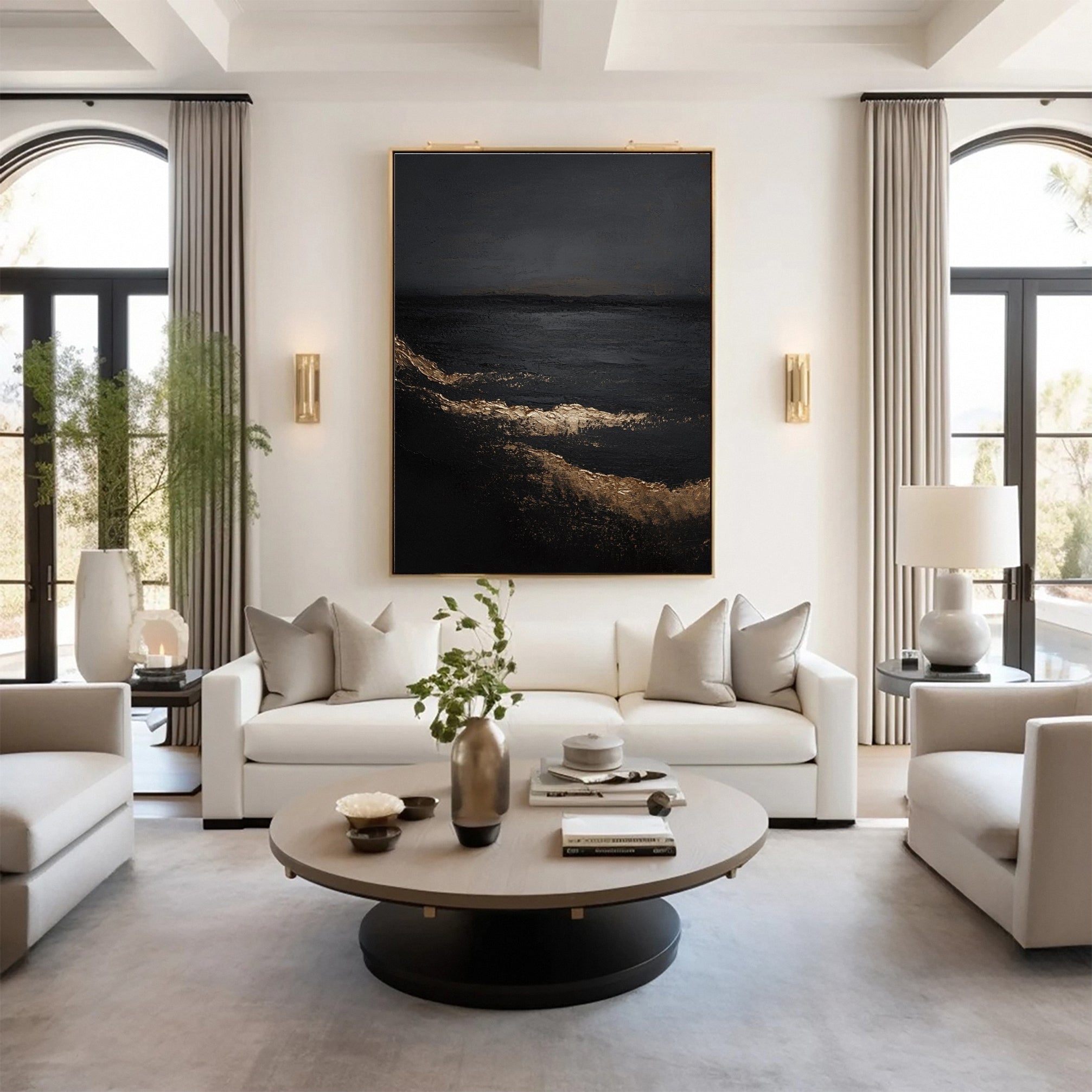 Monochrome Elegance Textured Black Abstract Wall Art #BM 131 - Image 3