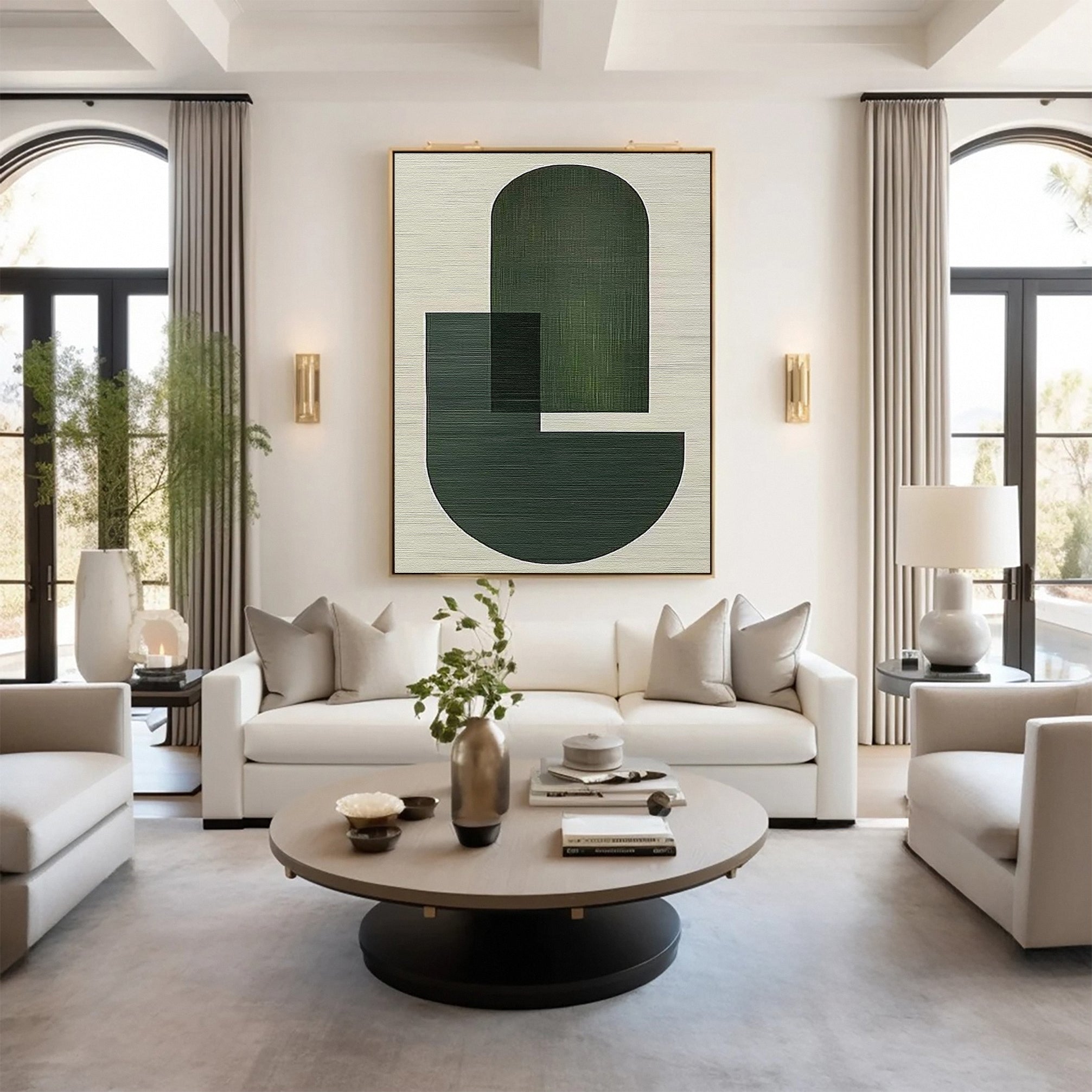 Tranquil Abstract Green and White Canvas for Modern Homes #BGA 028 - Image 2