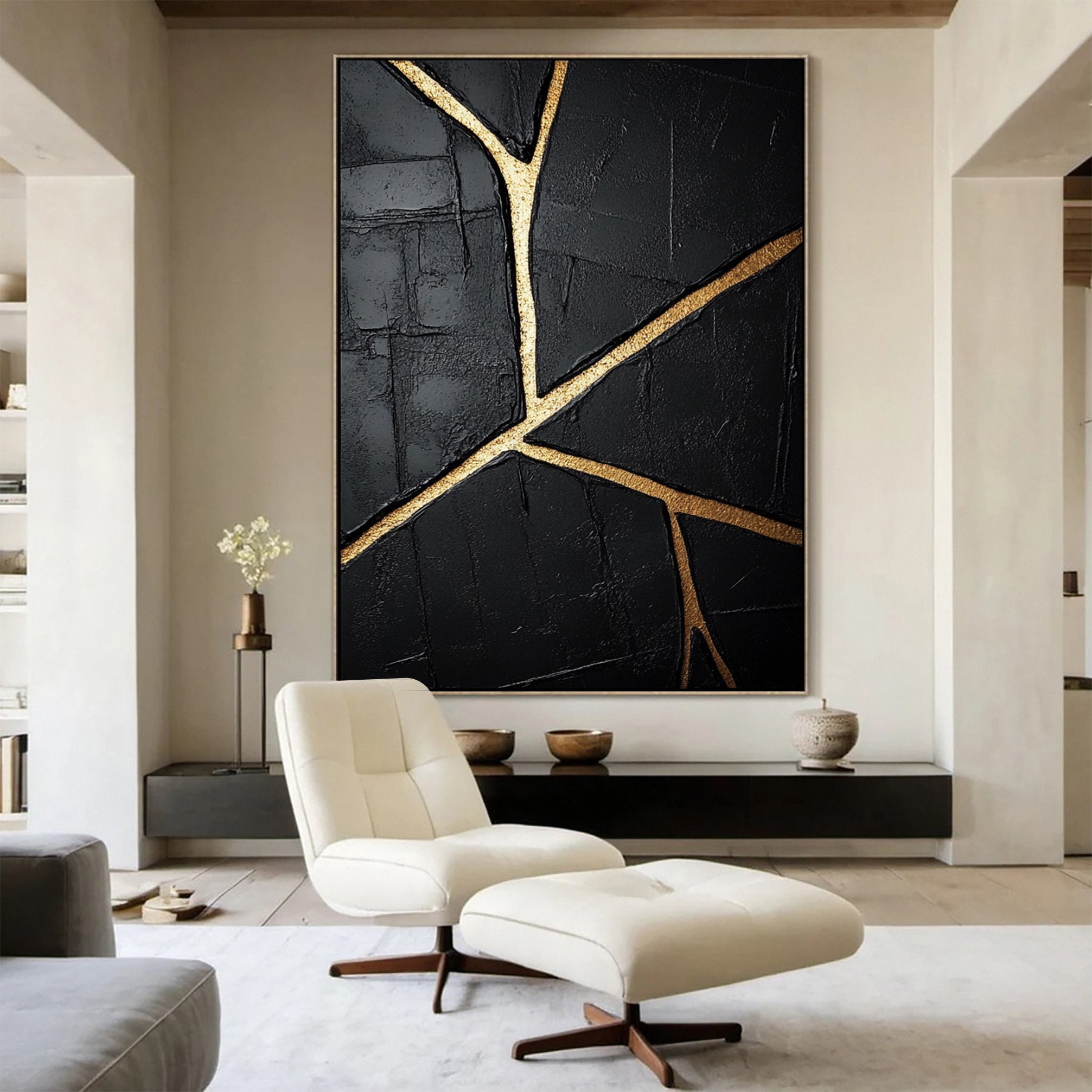 Luxury Textured Wall Art in Black and Gold for Upscale Interior Design #BM 110 - Image 2