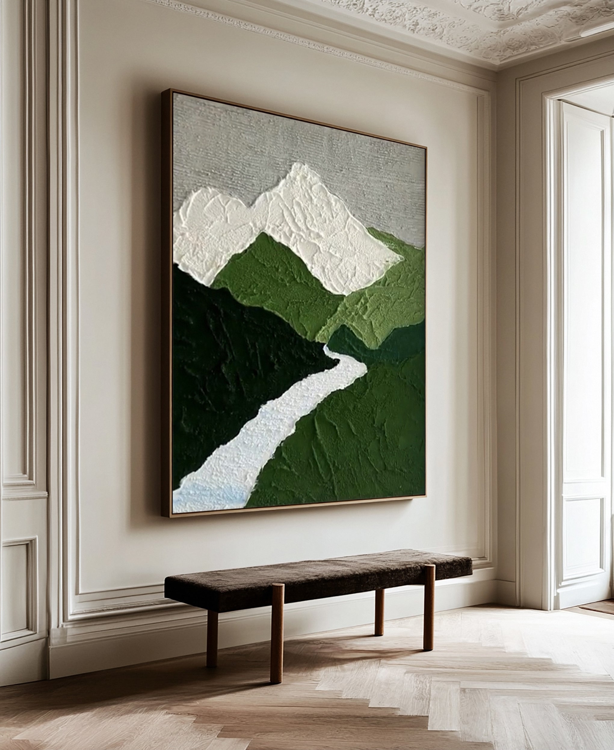 Modern Abstract Art with Textured Mountains and White River #BGA 357 - Image 6