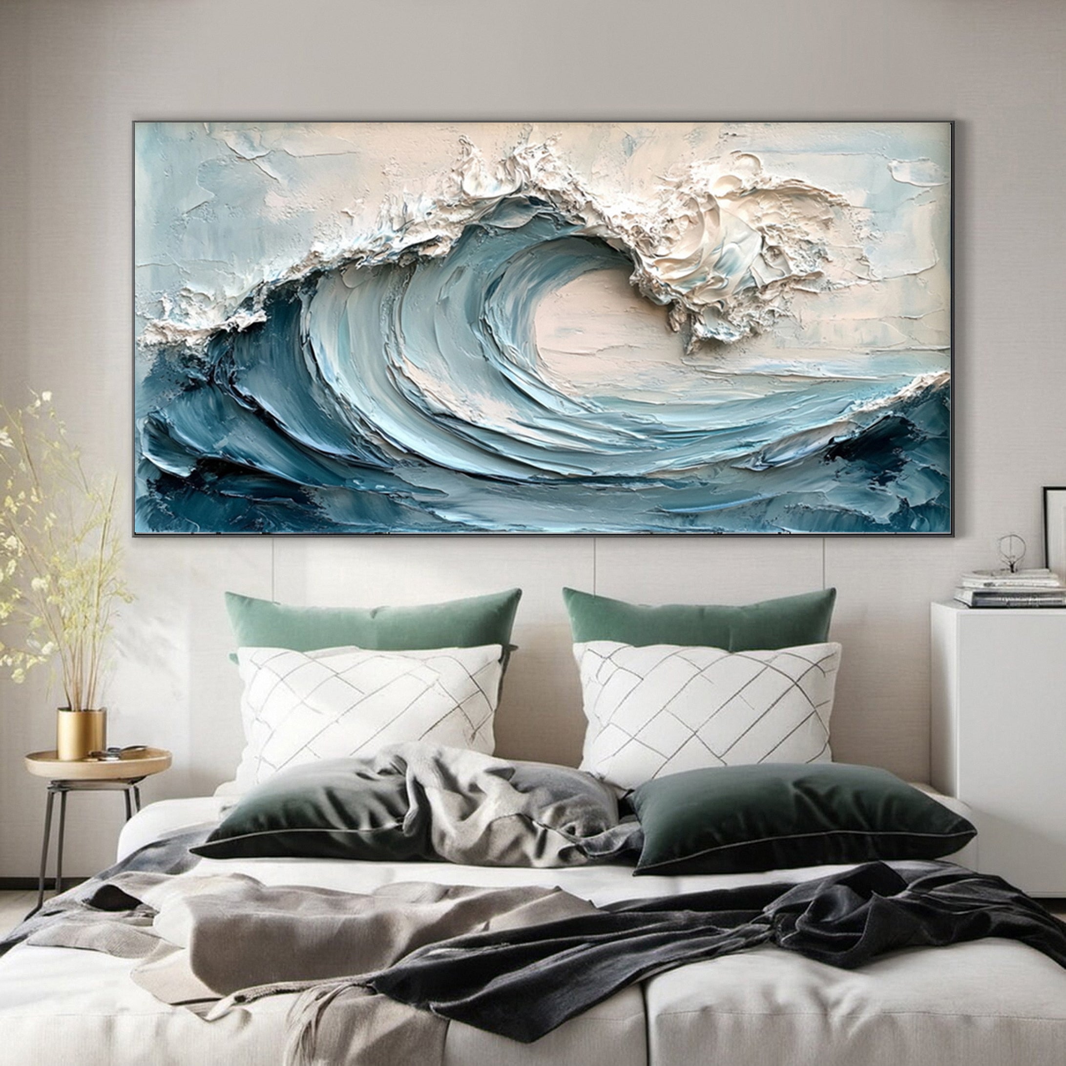 Large Abstract Sea Waves Artwork for Contemporary Wall Decor #OP 012 - Image 5