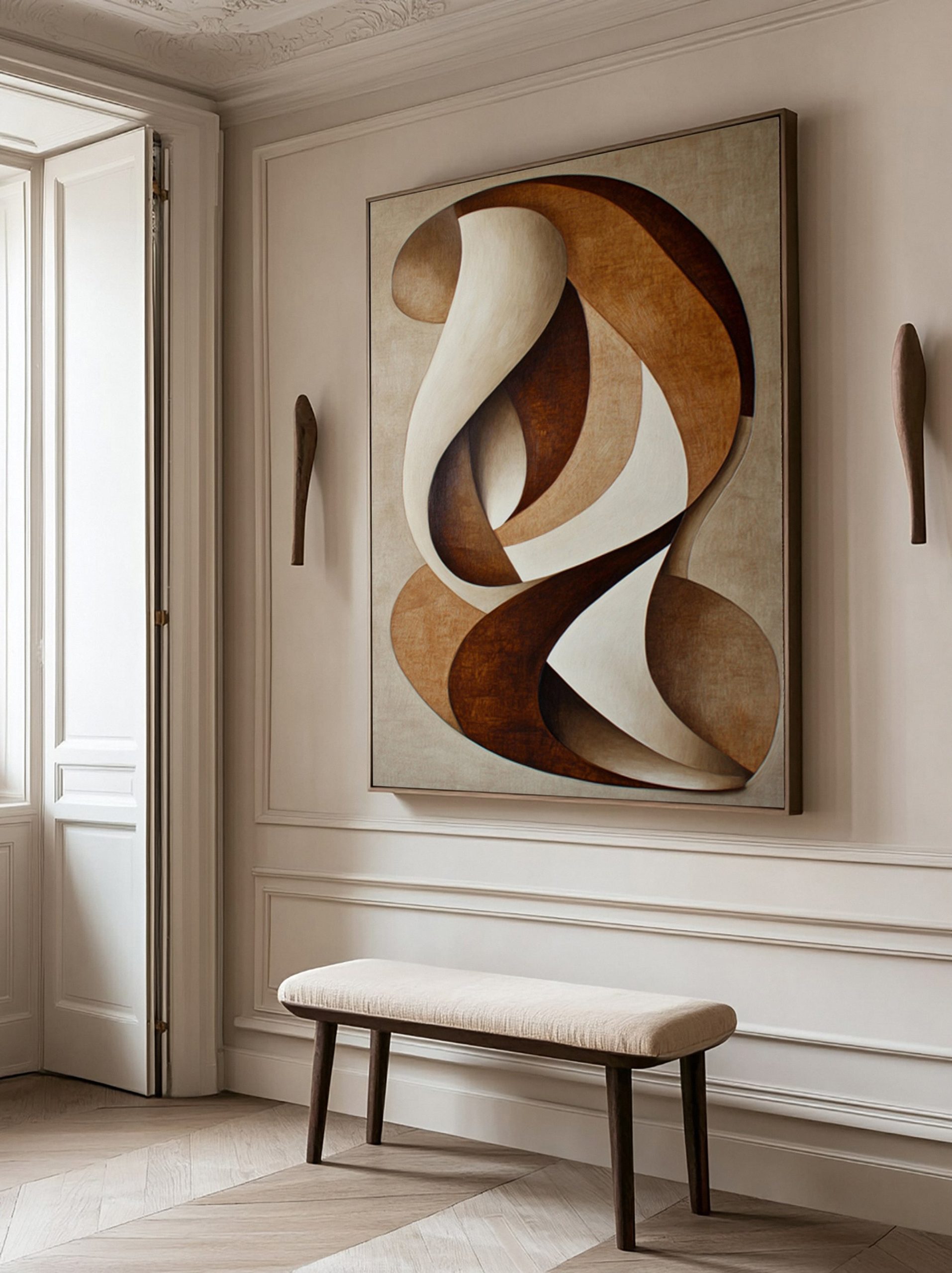 Abstract Dance: Swirling Rhythms in Warm Neutral Hues #BGA 297 - Image 6