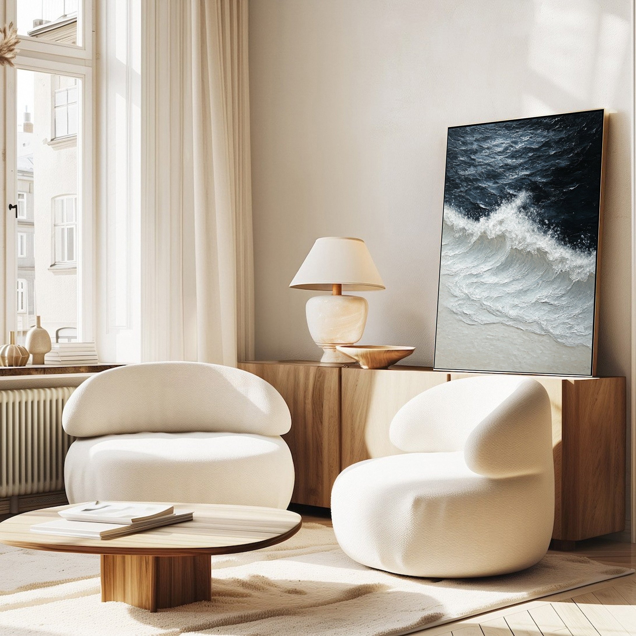 Luxury Ocean Wave Art with 3D Textured Finish for Upscale Homes #OP 040 - Image 2