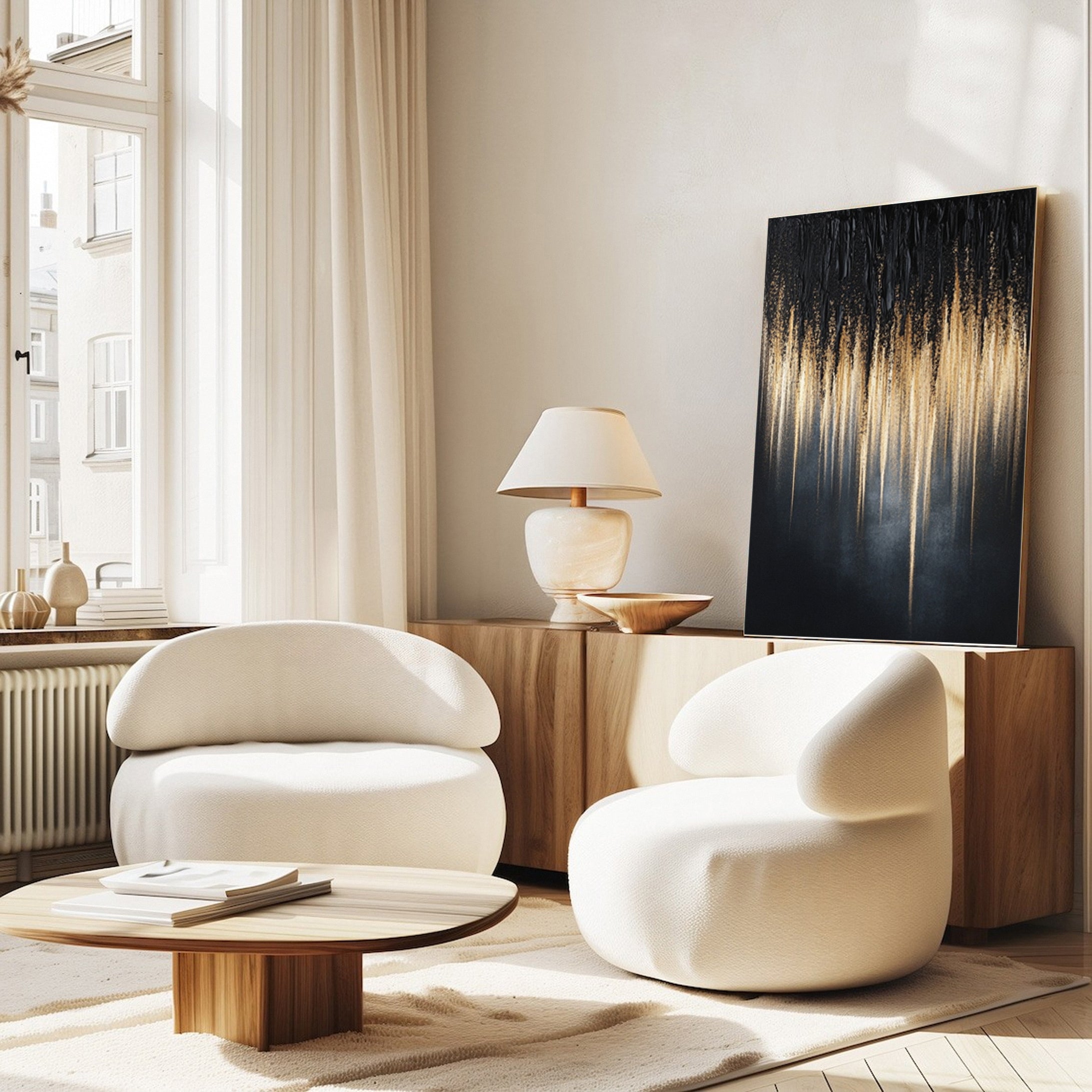 Black Gold Elegance Large Contemporary Wall Decor #BM 134 - Image 4