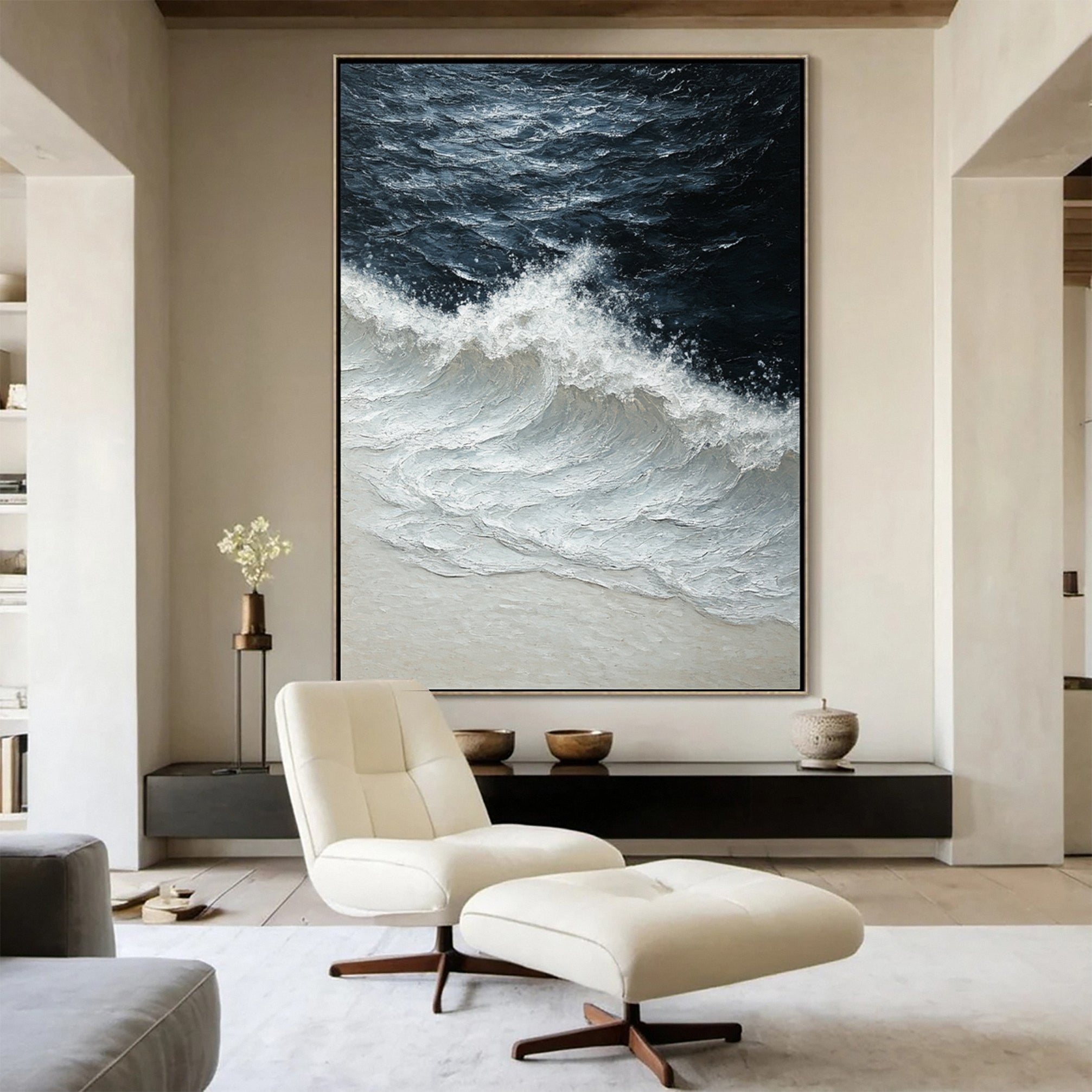 Luxury Ocean Wave Art with 3D Textured Finish for Upscale Homes #OP 040 - Image 3