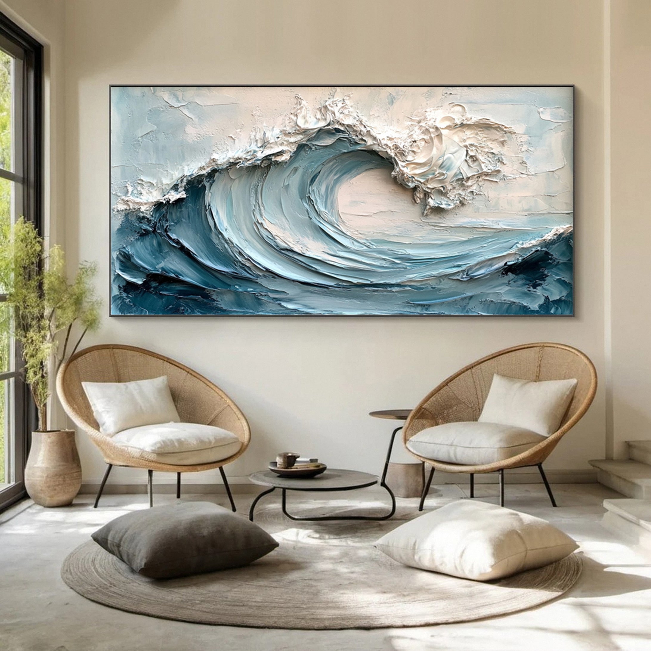 Large Abstract Sea Waves Artwork for Contemporary Wall Decor #OP 012 - Image 6