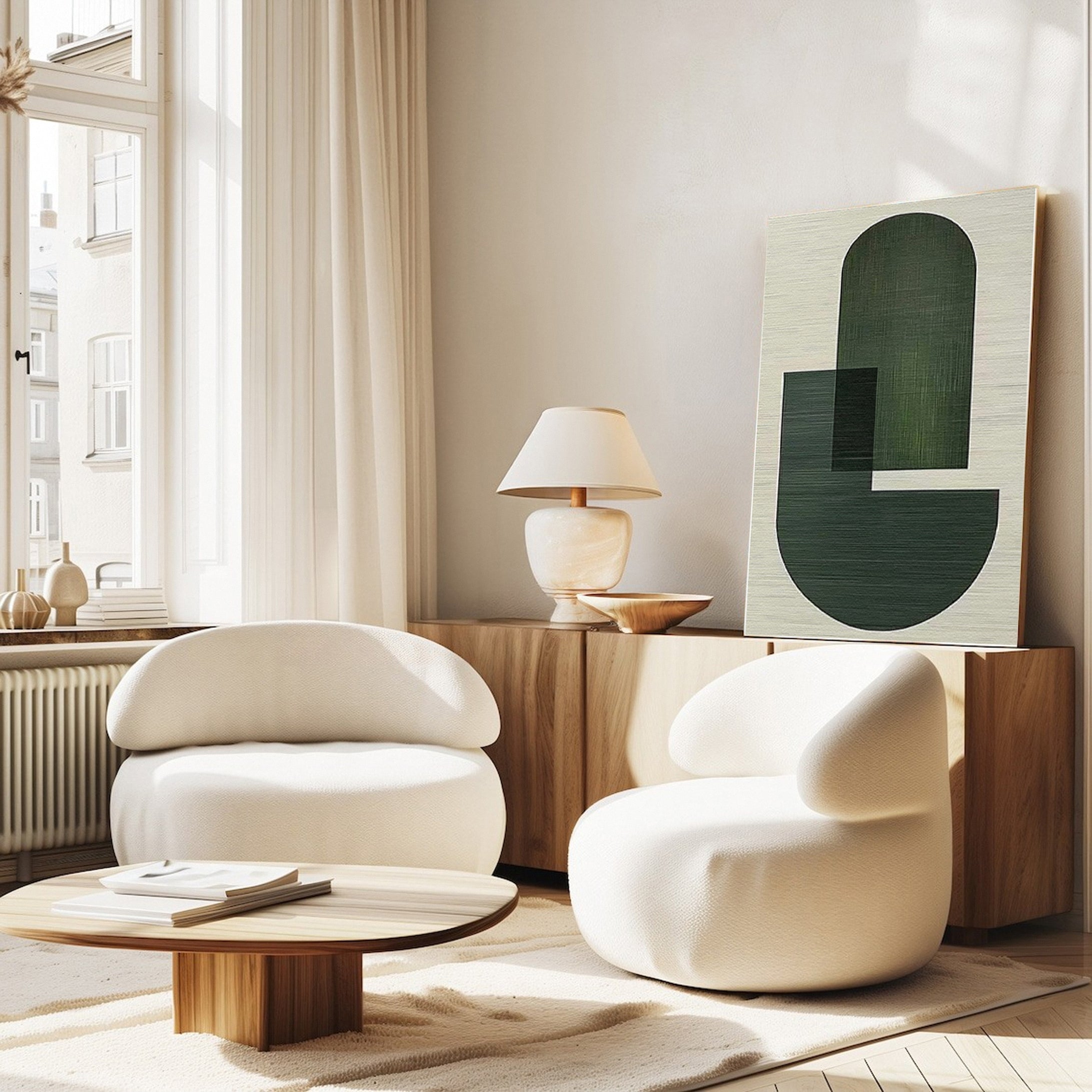 Tranquil Abstract Green and White Canvas for Modern Homes #BGA 028 - Image 3