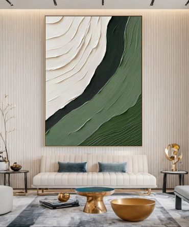 Whispering Waves Modern Green Abstract Artwork #BGM 055