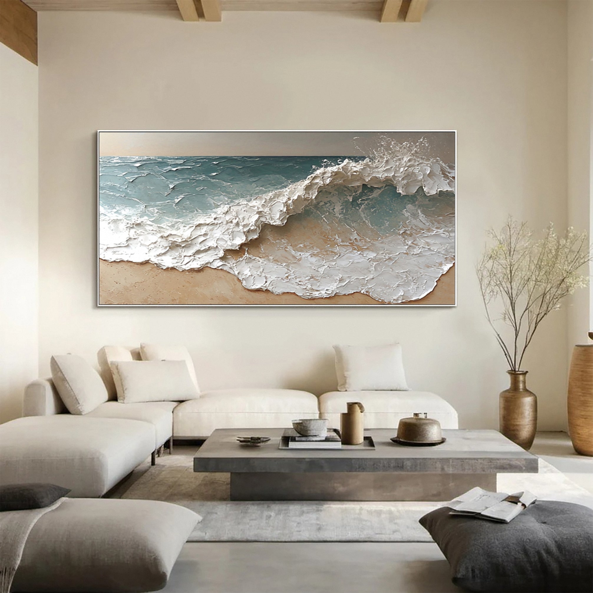Modern Textured Ocean Landscape Painting Living Room #WG 038 - Image 6