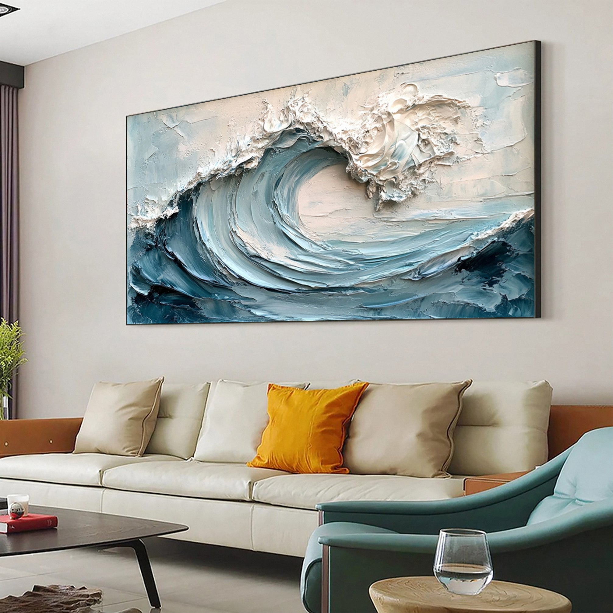 Large Abstract Sea Waves Artwork for Contemporary Wall Decor #OP 012 - Image 7