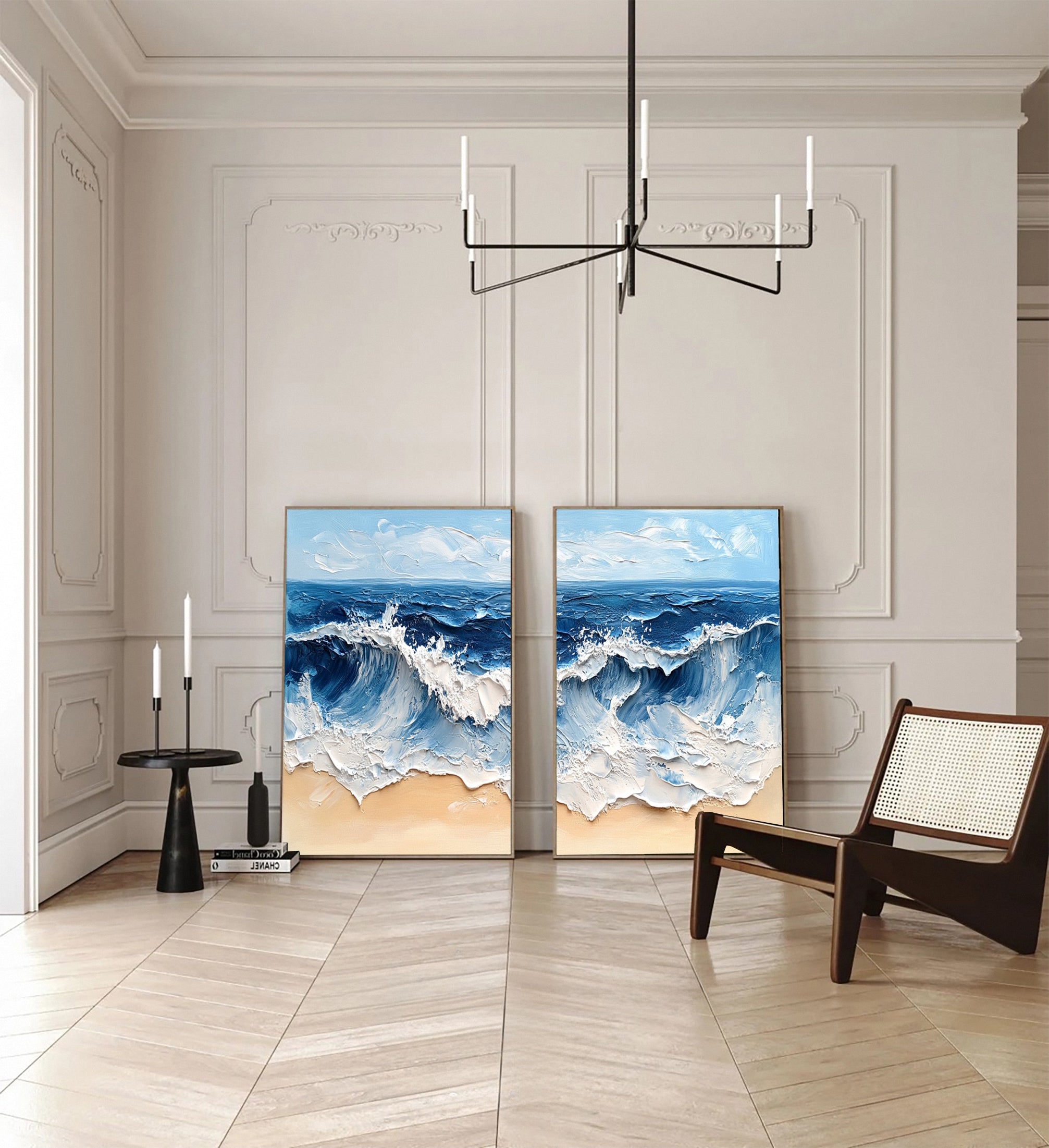 Modern Maritime Canvas Luxurious Textured Ocean Waves Art Set Of 2 #BBS 029 - Image 3