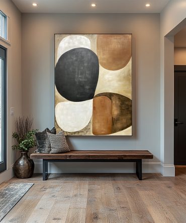 Modern Painting in Black, White, and Earthy Browns #BGA 366