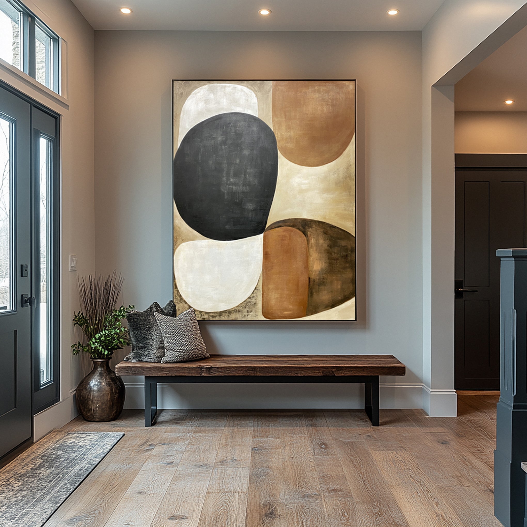 Modern Painting in Black, White, and Earthy Browns #BGA 366