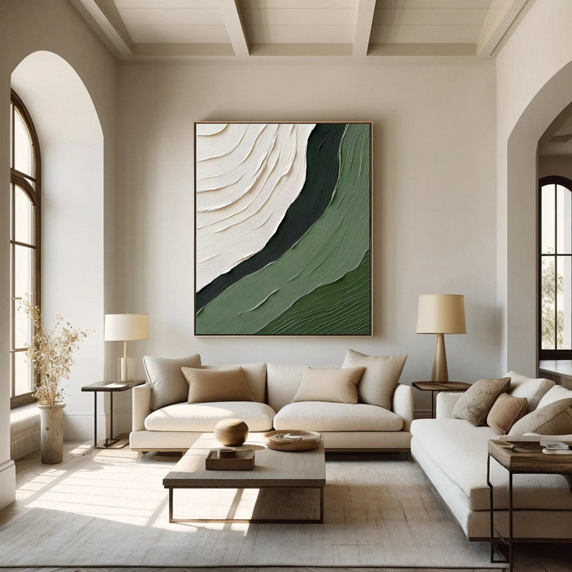 Whispering Waves Modern Green Abstract Artwork #BGM 055 - Image 5