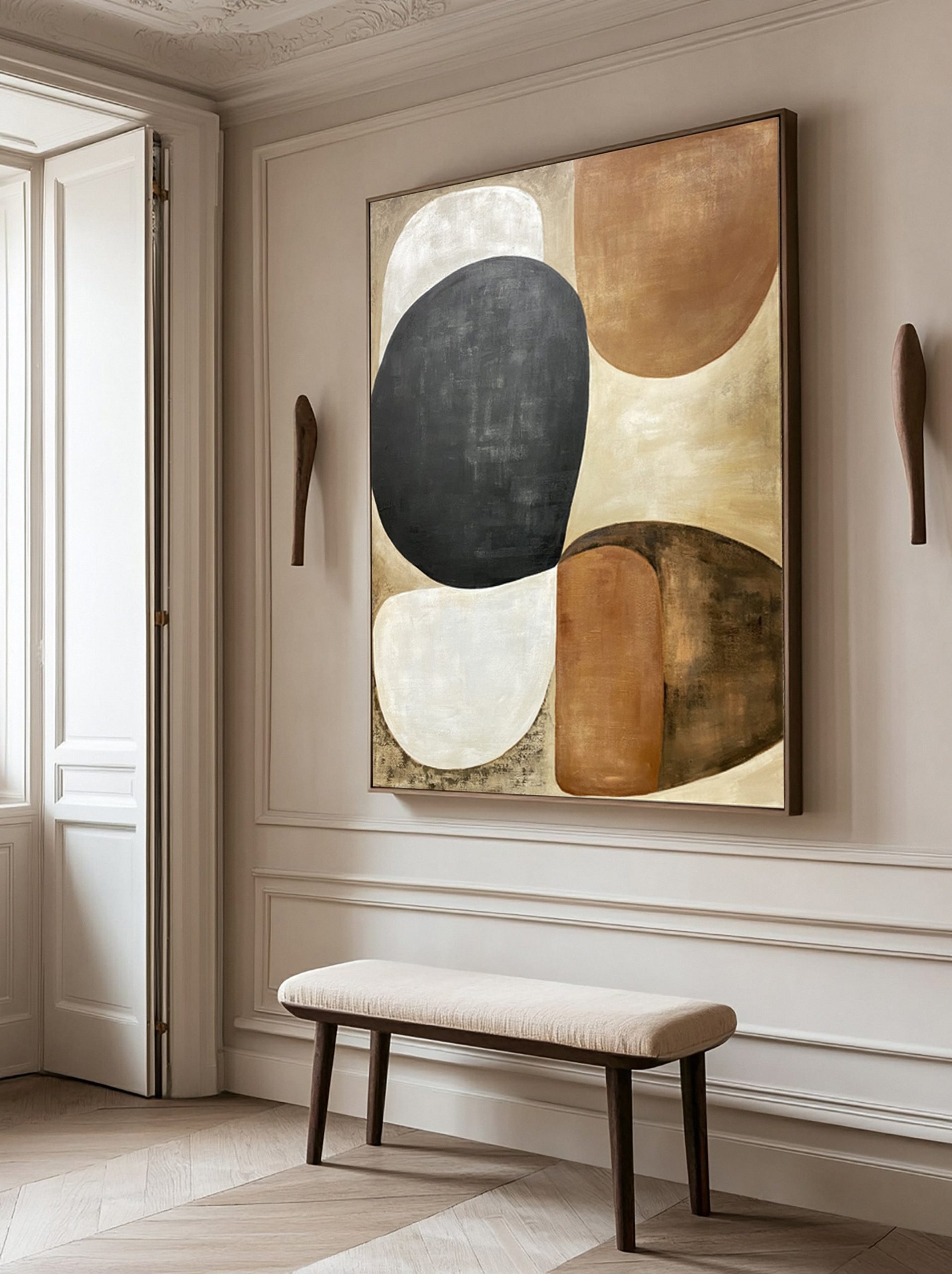 Modern Painting in Black, White, and Earthy Browns #BGA 366 - Image 8