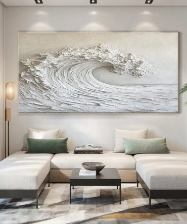 Large Abstract Sea Waves Artwork for Contemporary Wall Decor #OP 017