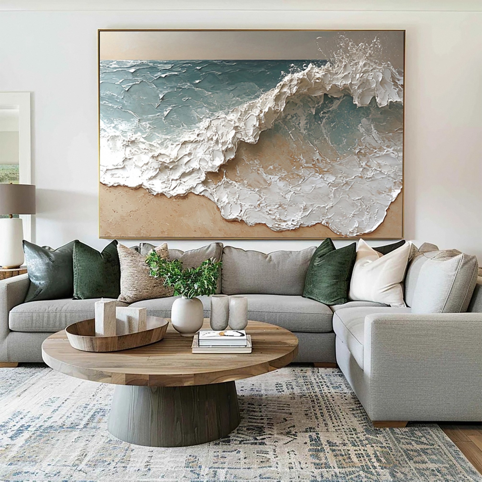 Modern Textured Ocean Landscape Painting Living Room #WG 038 - Image 7