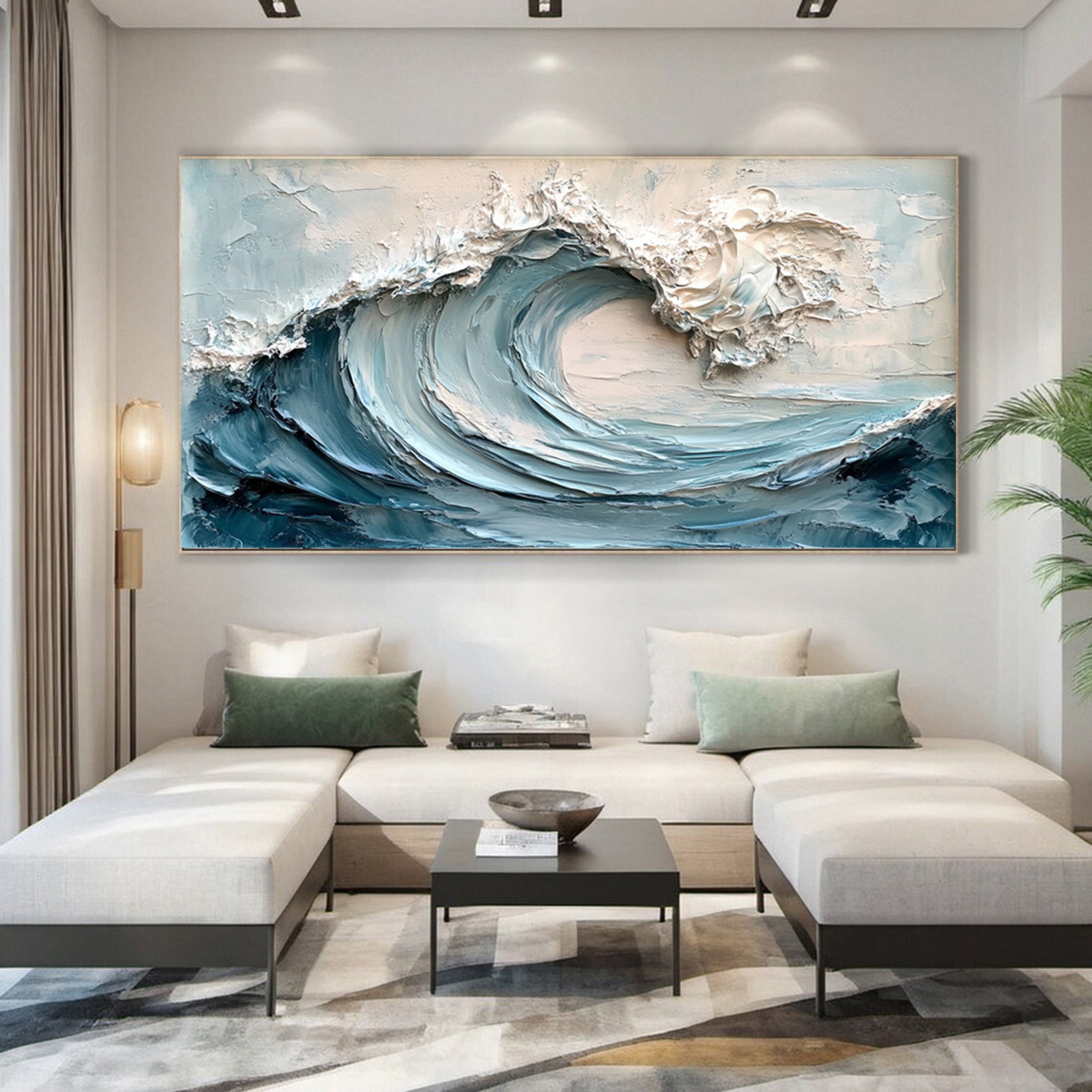 Large Abstract Sea Waves Artwork for Contemporary Wall Decor #OP 012 - Image 8