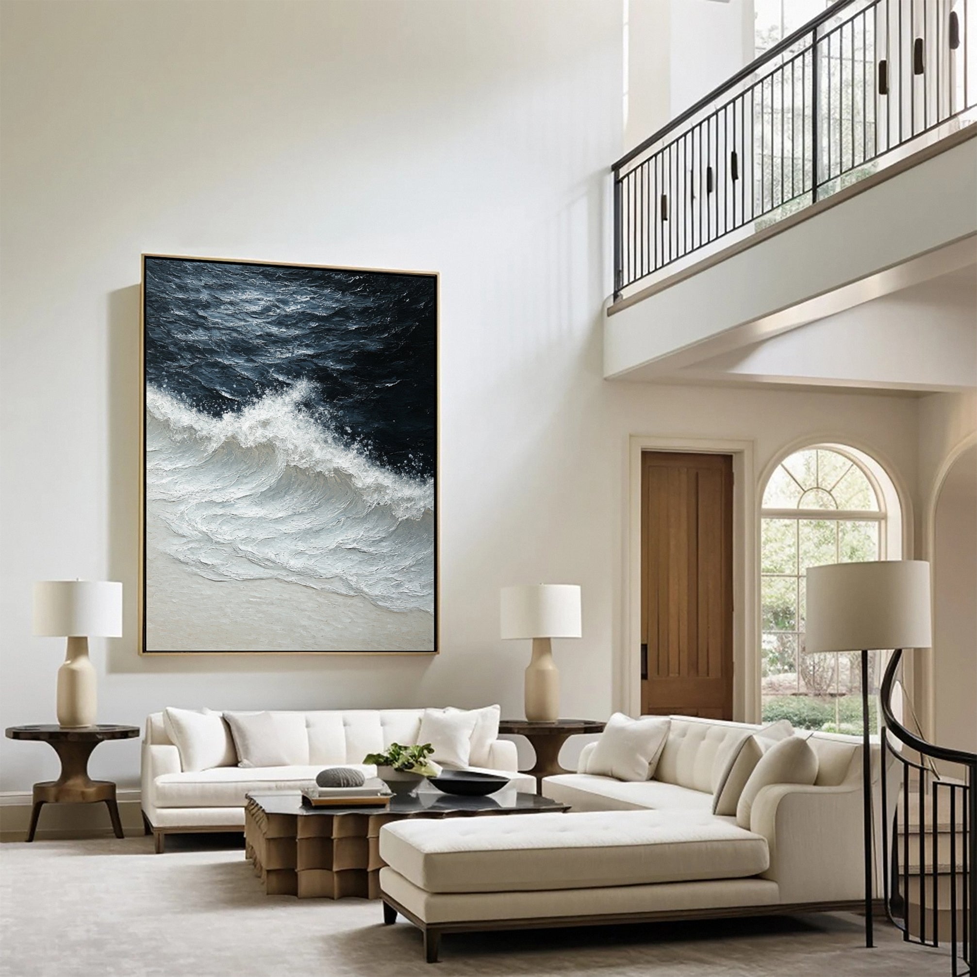 Luxury Ocean Wave Art with 3D Textured Finish for Upscale Homes #OP 040 - Image 5