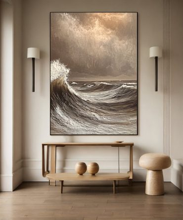 Modern Textured Seascape Canvas with Clouds and Light #BGA 339