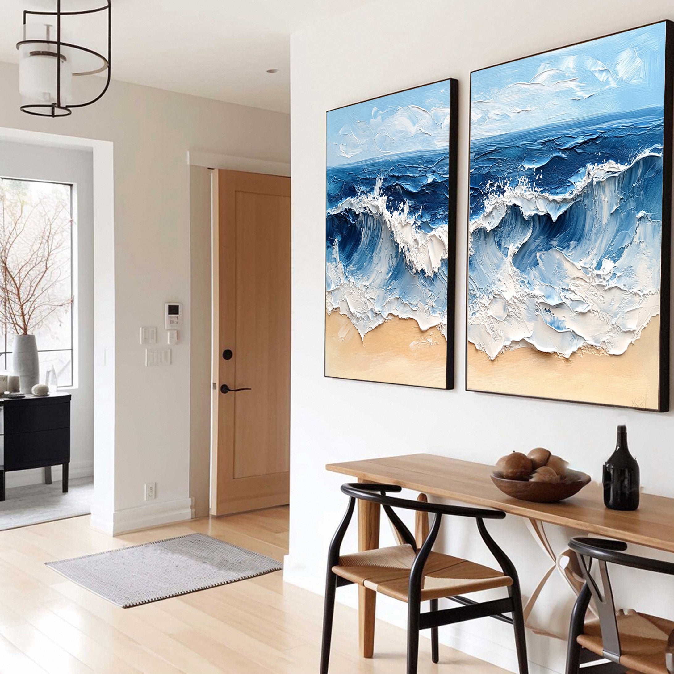 Modern Maritime Canvas Luxurious Textured Ocean Waves Art Set Of 2 #BBS 029 - Image 5