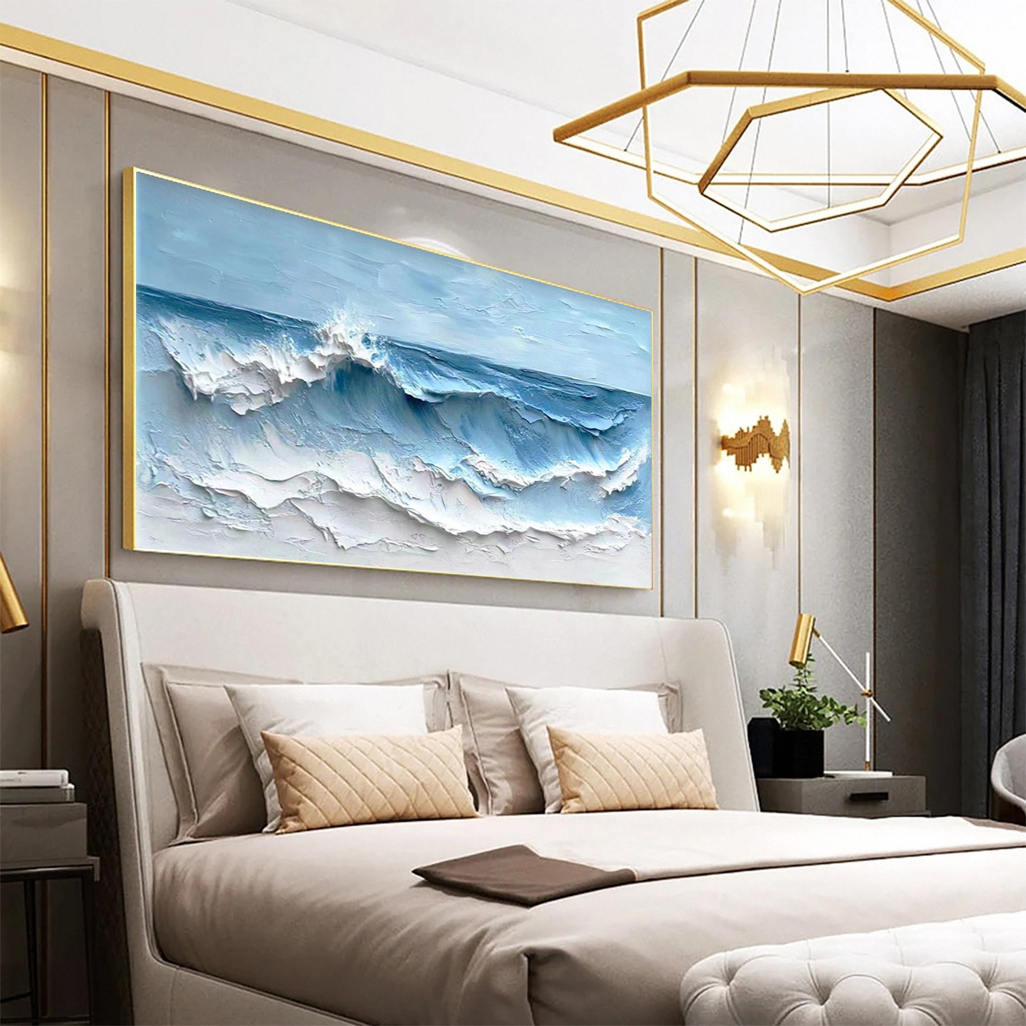 Coastal Serenity Textured Ocean Waves Oil Painting for Living Room #OP 002 - Image 9