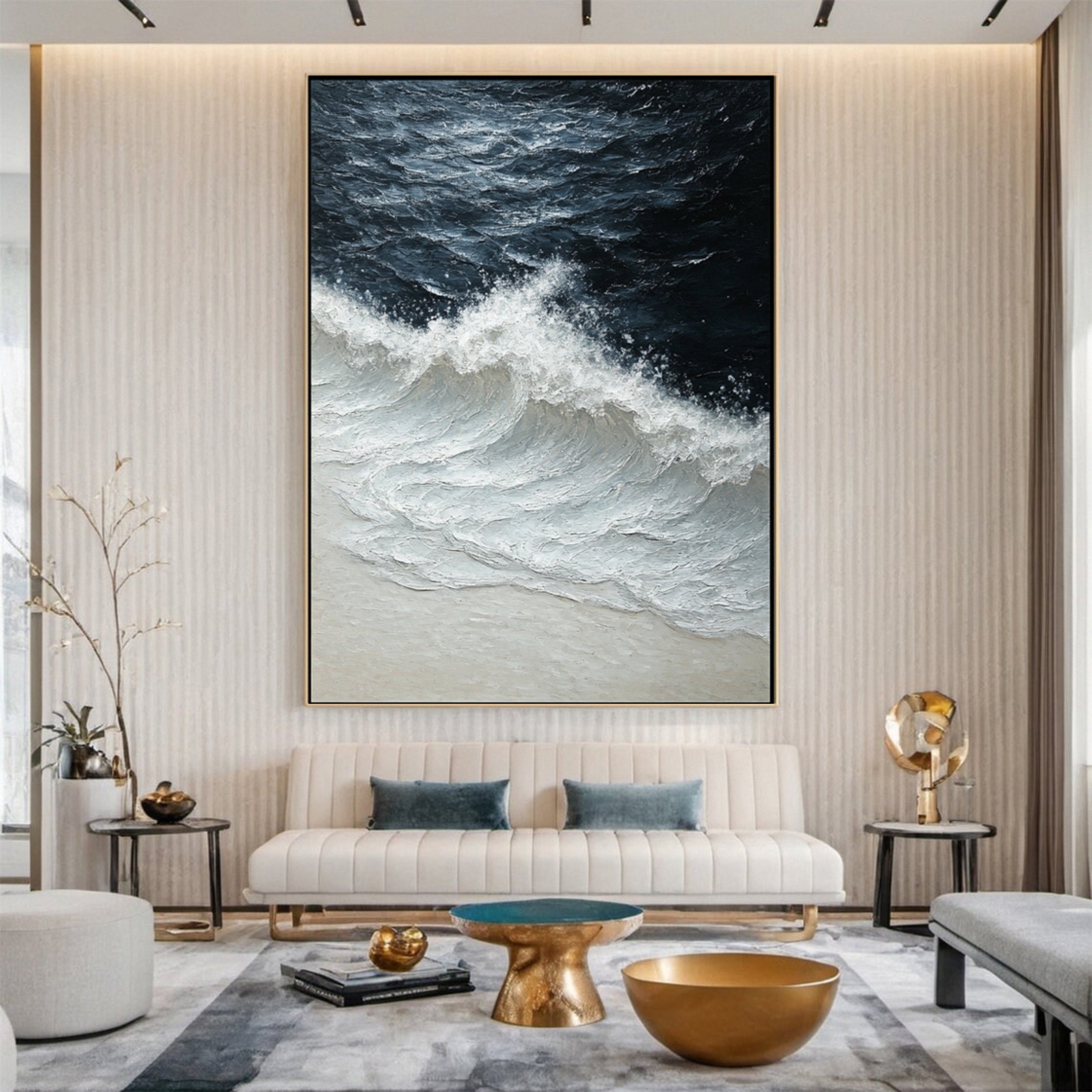 Luxury Ocean Wave Art with 3D Textured Finish for Upscale Homes #OP 040 - Image 6
